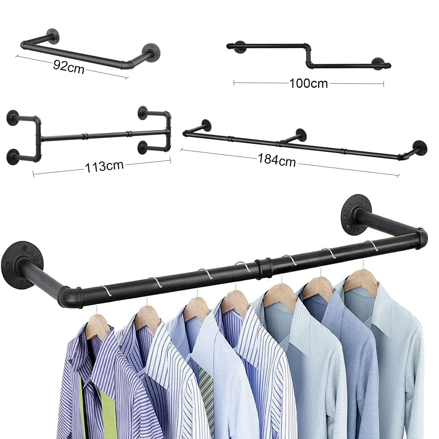 ToteBox Kleiderstange Vier Industrierohr Abnehmbare Platzsparend für Wohnzimmer Schlafzimmer (1 St)