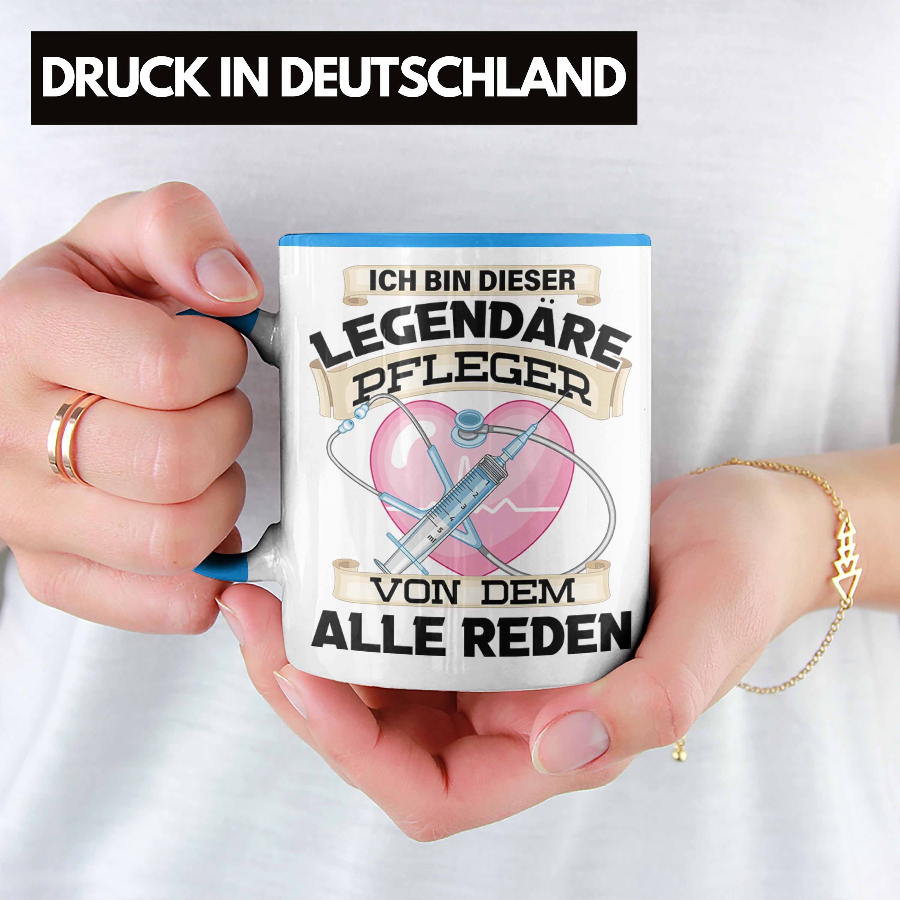 Trendation Tasse Geschenkidee Geschenk Altenpflege Spr Männer Pfleger Tasse Blau Pflegekraft