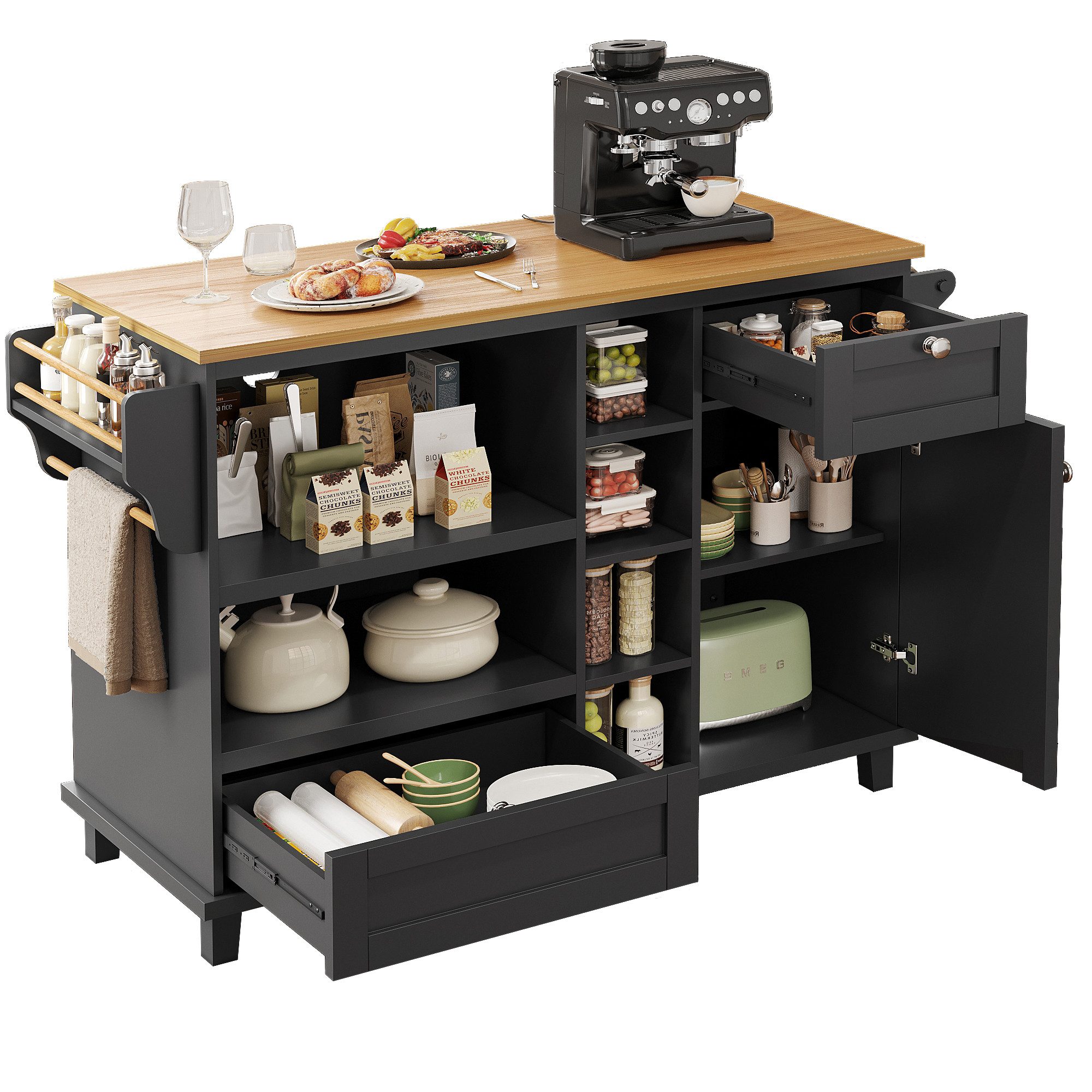 i@home Sideboard Küchenwagen, 129 x 46 x 92 cm (Packung Set), beweglicher K günstig online kaufen