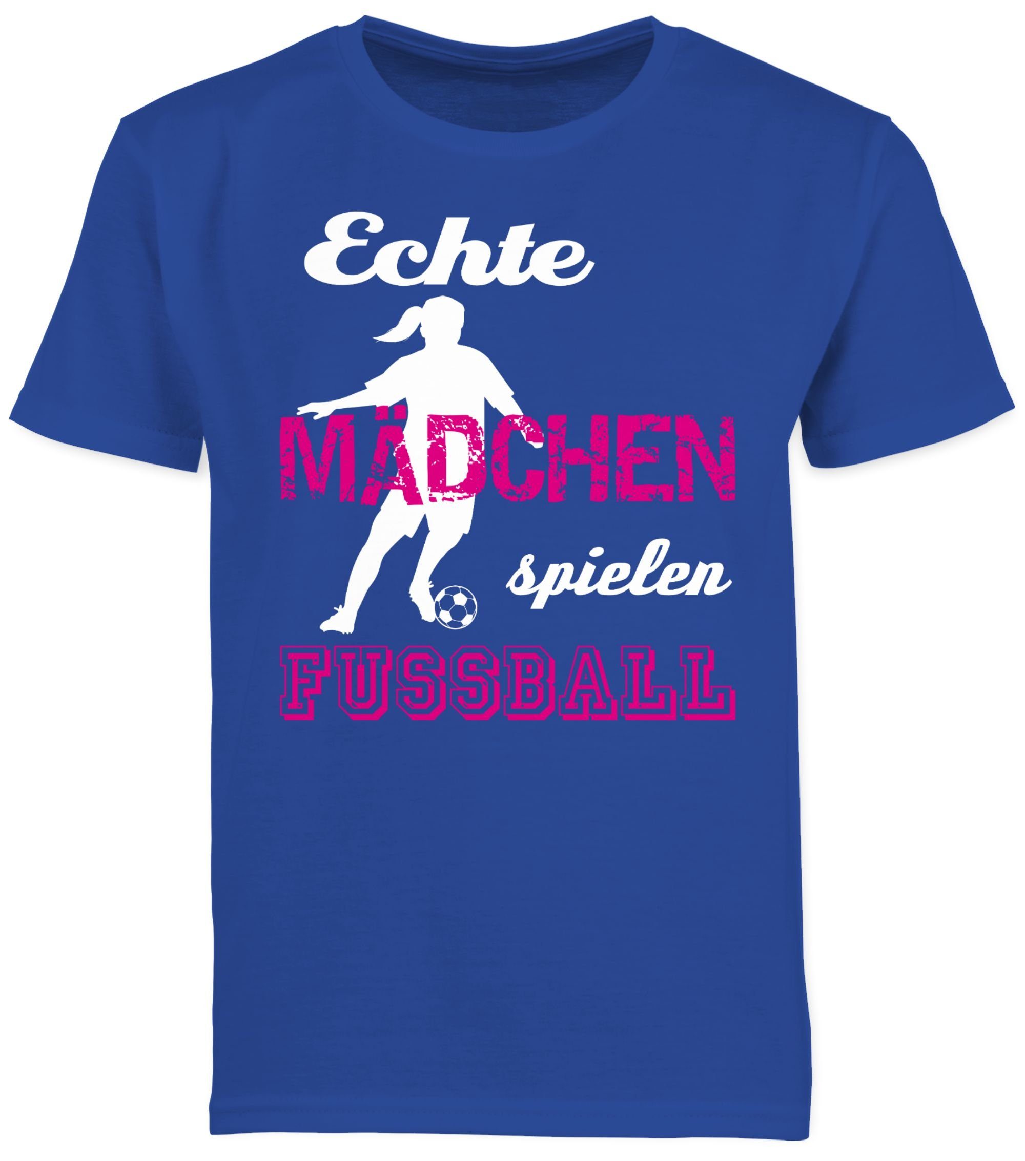Shirtracer T-Shirt Echte Mädchen spielen Fußball Kinder Sport Kleidung 3 Royalblau