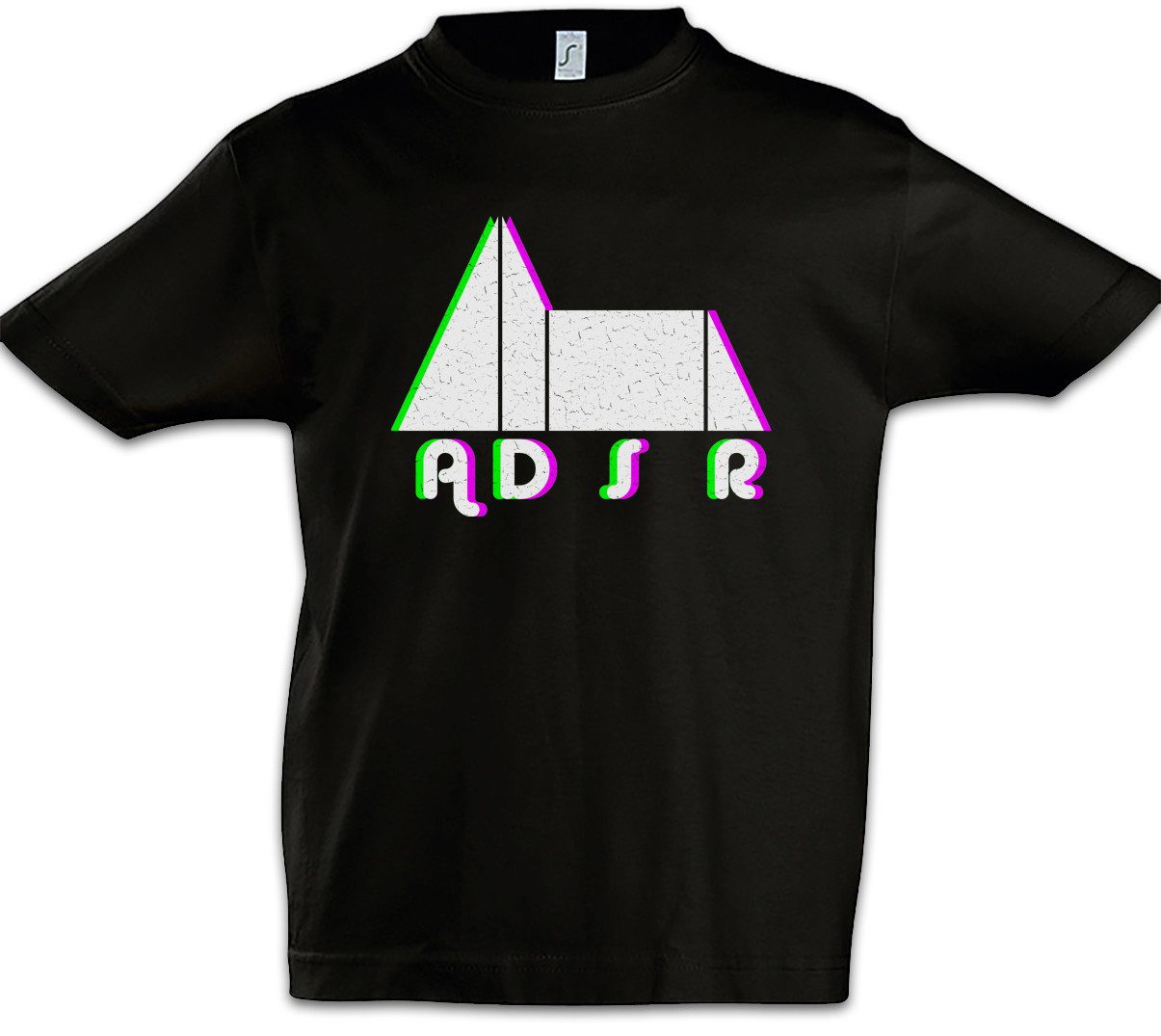 Print-Shirt Synthesizer ADSR Glitc Kinder T-Shirt Electro Techno LFO Musik Music