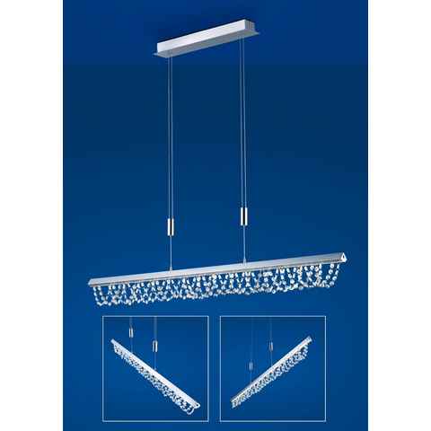 Qualitaetsware24 Hängeleuchte Deutsche LED Pendelleuchte Kristalle Höhenverstellbar Tastdimmer 3900lm, LED