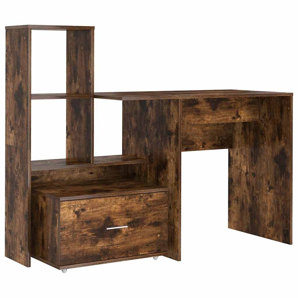 vidaXL Schreibtisch Schreibtisch Geräucherte Eiche Holzwerkstoff (1-St)