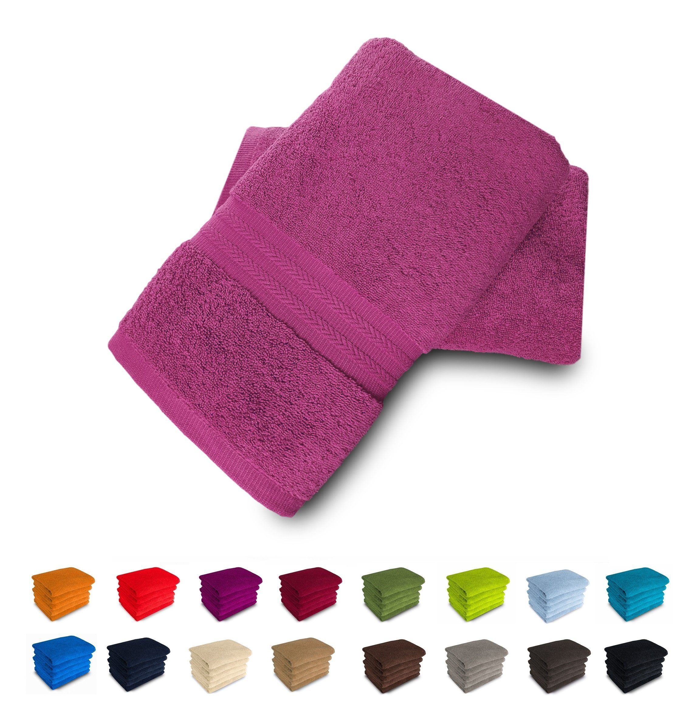 MatratzenL.A.B® 70x140 Baumwolle, 50x70 Forum g/m², 100% 18 - cm,Duschtuch cm 14 Farben fuchsia Handtücher cm,Badematte 50x100 Handtuch 550