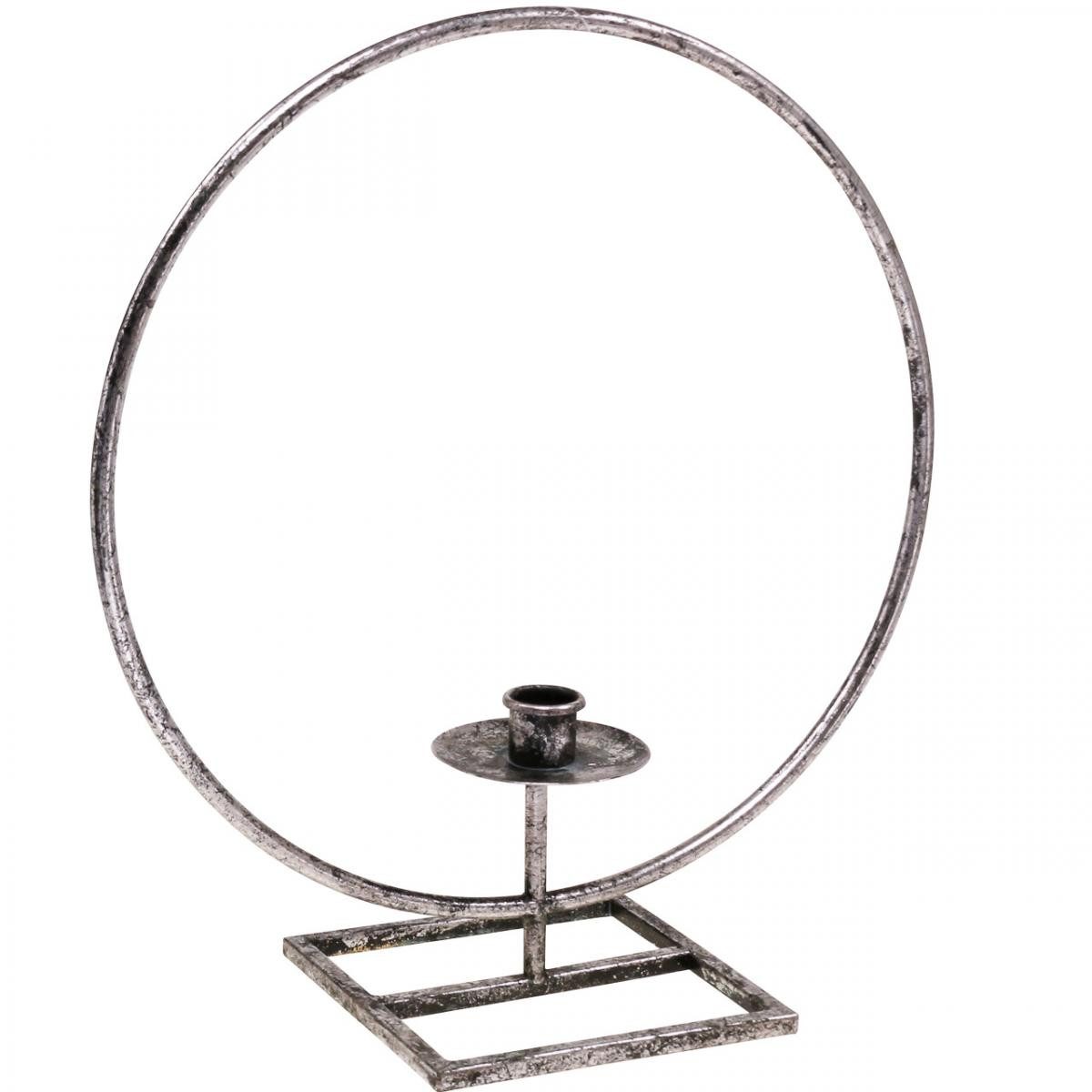 Florists Products Kerzenhalter Dekoring Silber Metall Antik-Look Stabkerzenhalter Shabby Chic