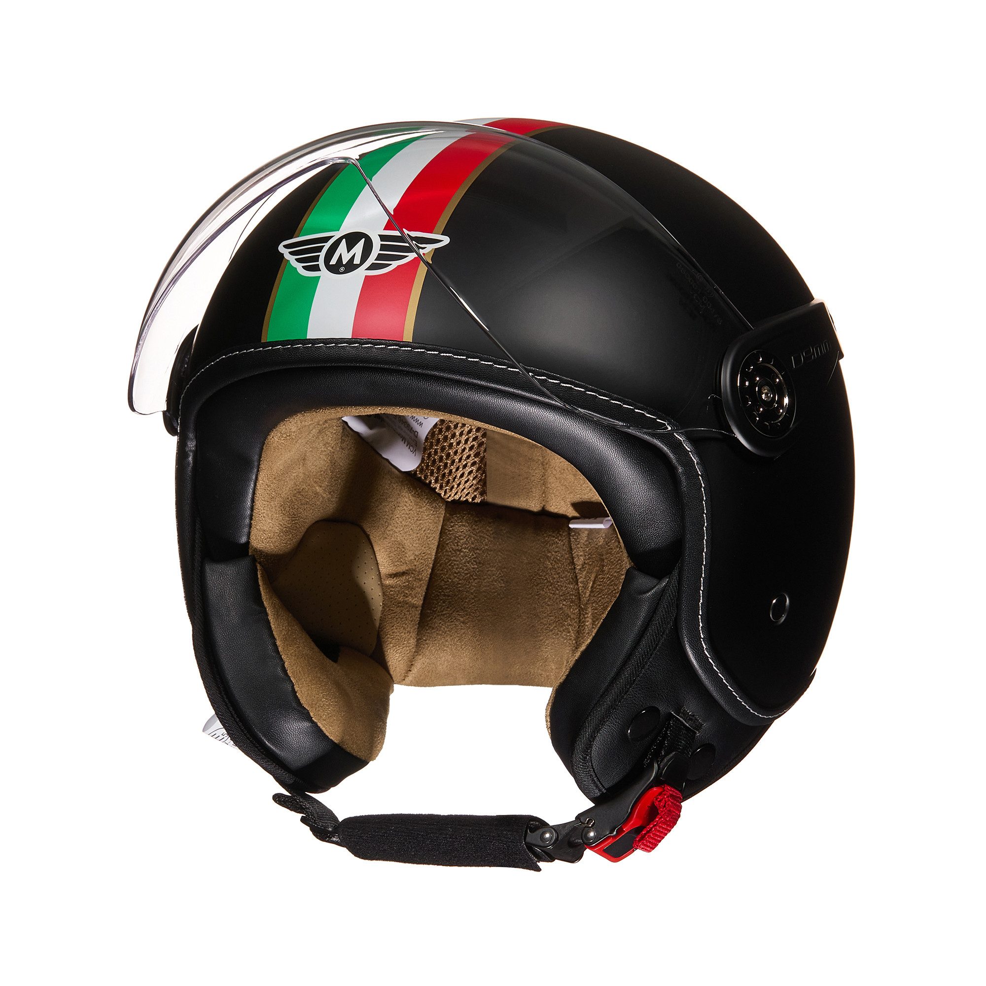 MOTO HELMETS Motorradhelm Integralhelm Motorrad Full Helm H-44 Italia, Helm für Motorrad Roller Scooter, Schnellverschluss, Visier, nur 1050g