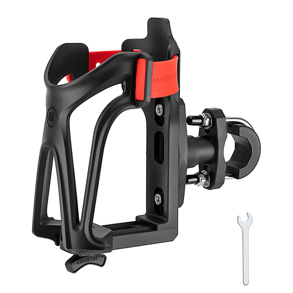 ROCKBROS Flaschenhalter Getränkehalter Trinkflaschenhalter Lenkerhalterung, (Spar-Set, 1-St., 5,8-7,6 cm verstellbar), verstellbar, 360° drehbar, Sicherungsband, Nylon