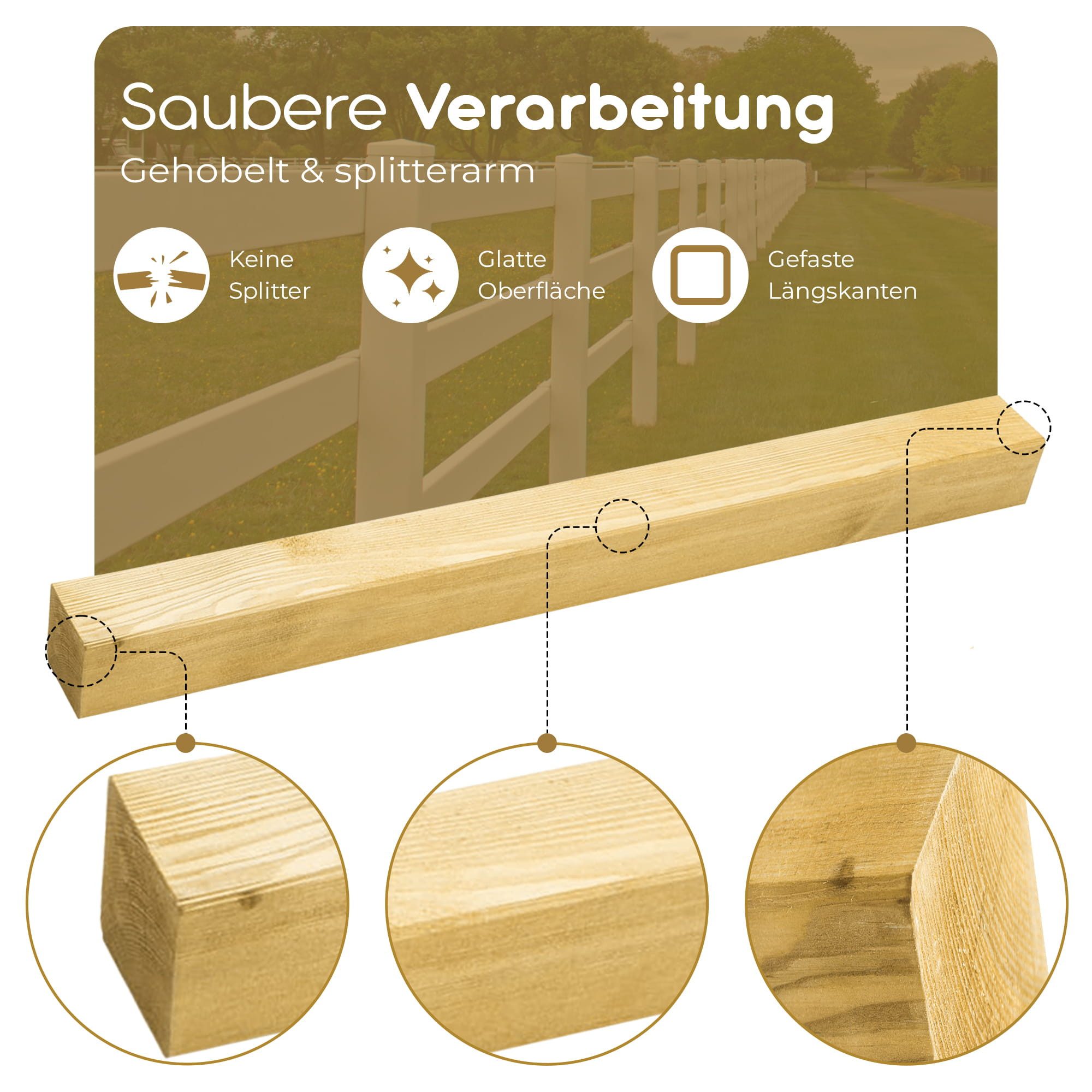 BooGardi Zaunpfosten Imprägnierte Holzpfosten · KDI Zaunpfosten in 24 Größen, (1-St., 1 Stück 9x9 x 50cm ohne Zubehör), Vierkantpfosten mit flachem Kopf · Kantholz · Holz · Pfosten · Balken