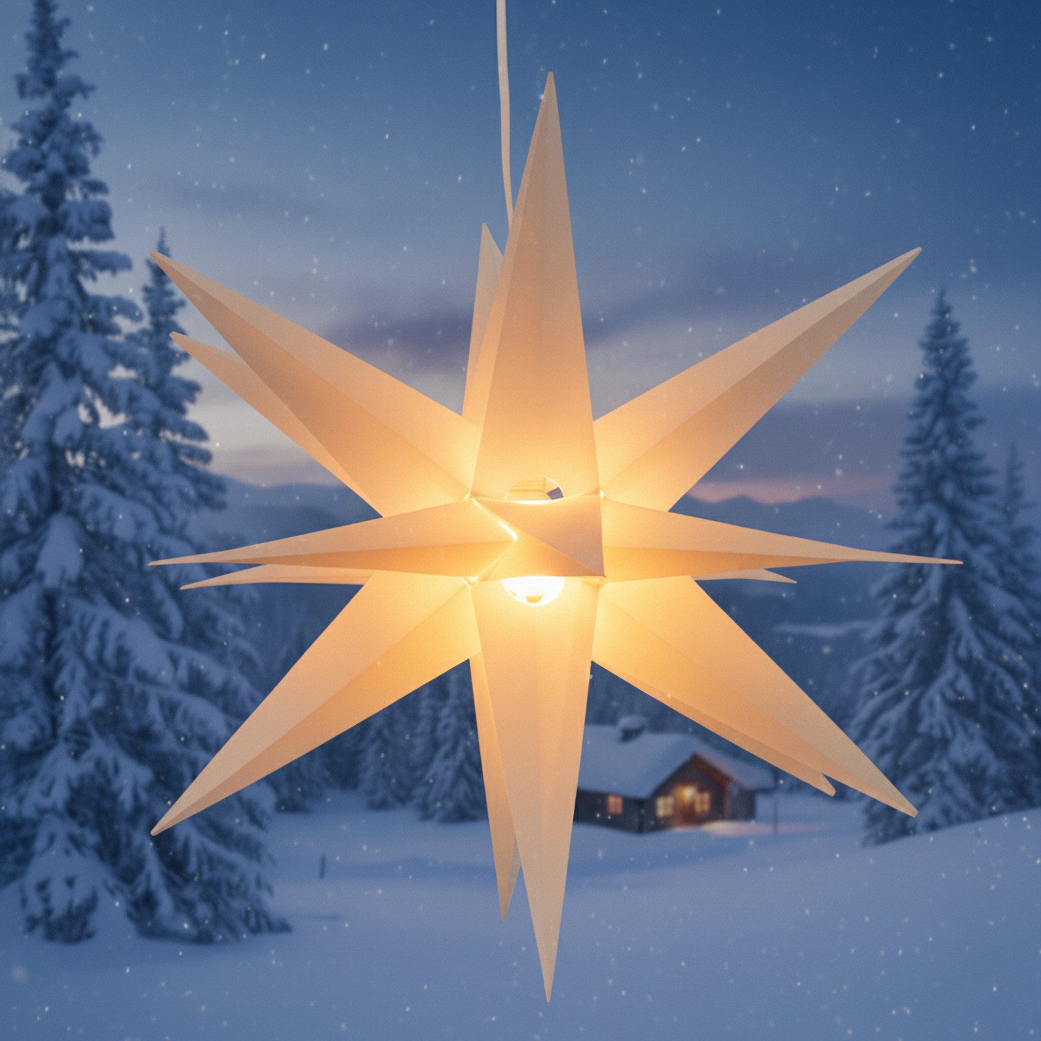 Guru-Shop LED-Stern für außen 3D Außenstern Kaspar, Weihnachtsstern,.., Leuchtmittel inklusive