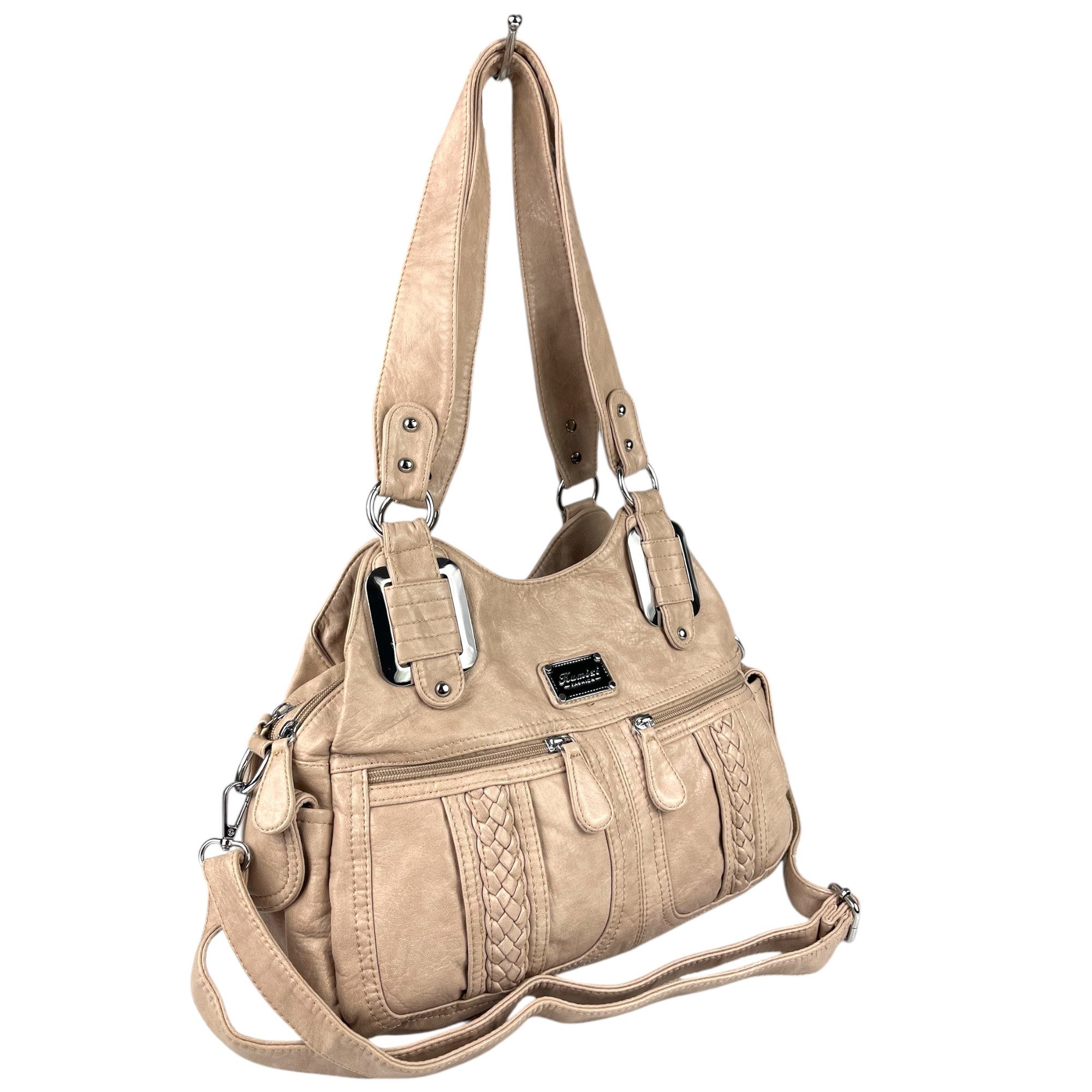 Taschen4life Schultertasche mittelgroße Damen Handtasche mit Fächern 0038, 2 Hauptfächer, mehrere kleine Fächer, abnehmb. Trageriemen