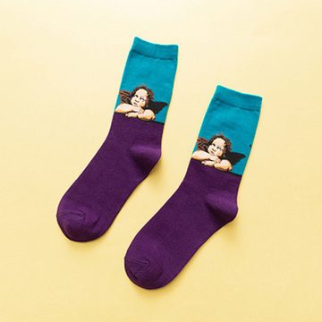 Opspring Socken Lustige Kunst Socken Baumwolle Bunte Muster Socken Geschenk (10-Paar)