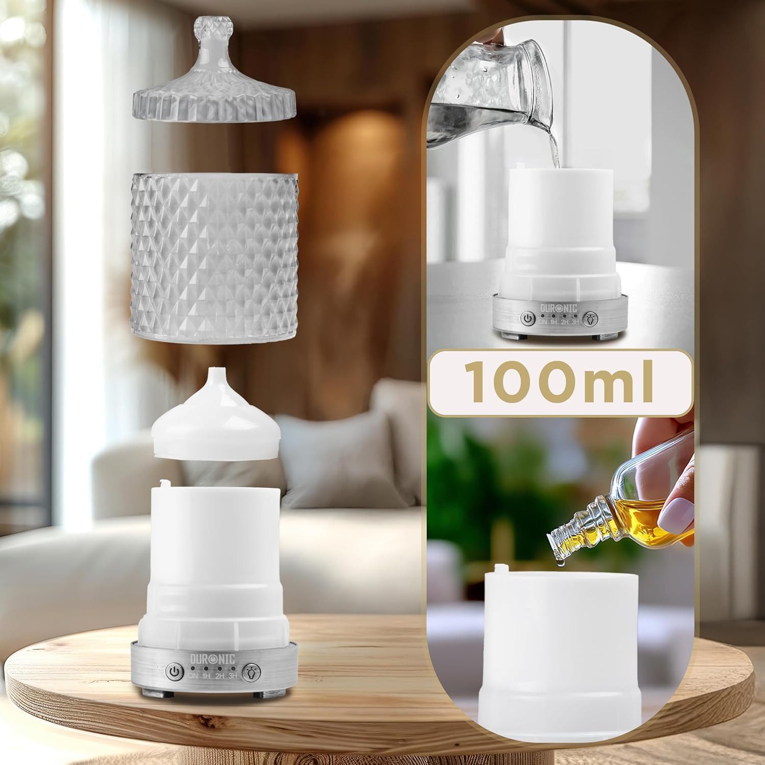 Duronic Raumduft AD33 Aroma Diffuser mit 100 ml Wassertank, Diffusor für ätherische Öle