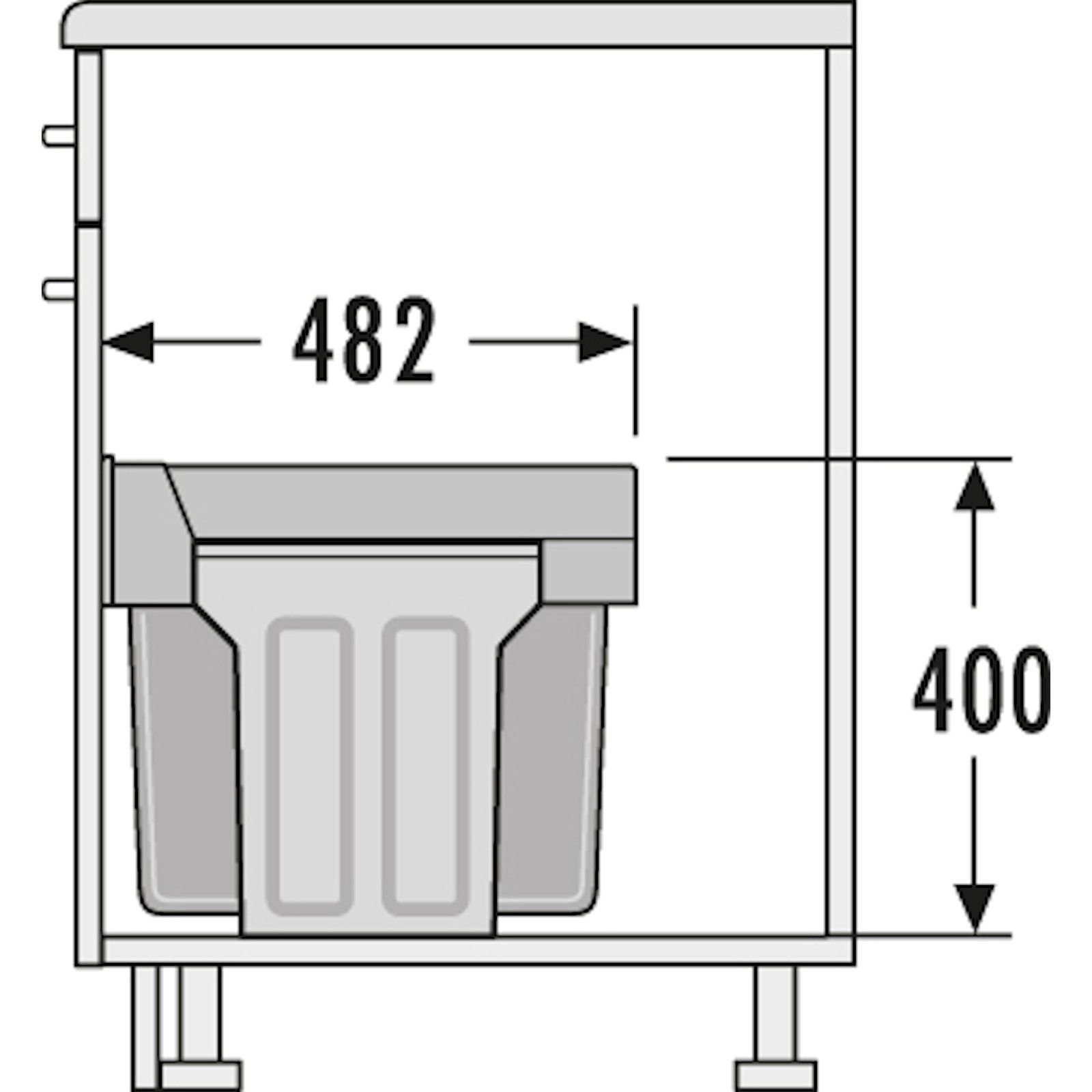 Hailo Einbaumülleimer AS Tandem - 24L/7L - Dunkelgrau 3666111, Abfallsammler Mülleimer – Bild 2 von 3