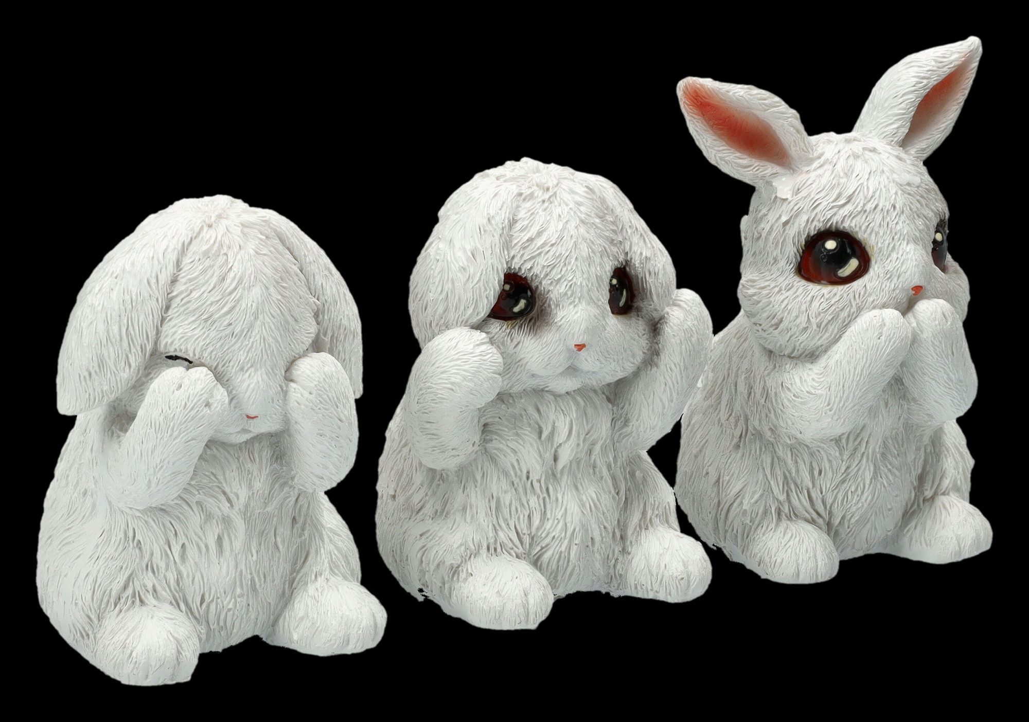 Figuren Shop GmbH Dekofigur Häschen Figuren – 3er Set Deko Hasen Statue Polyresin handbemalt