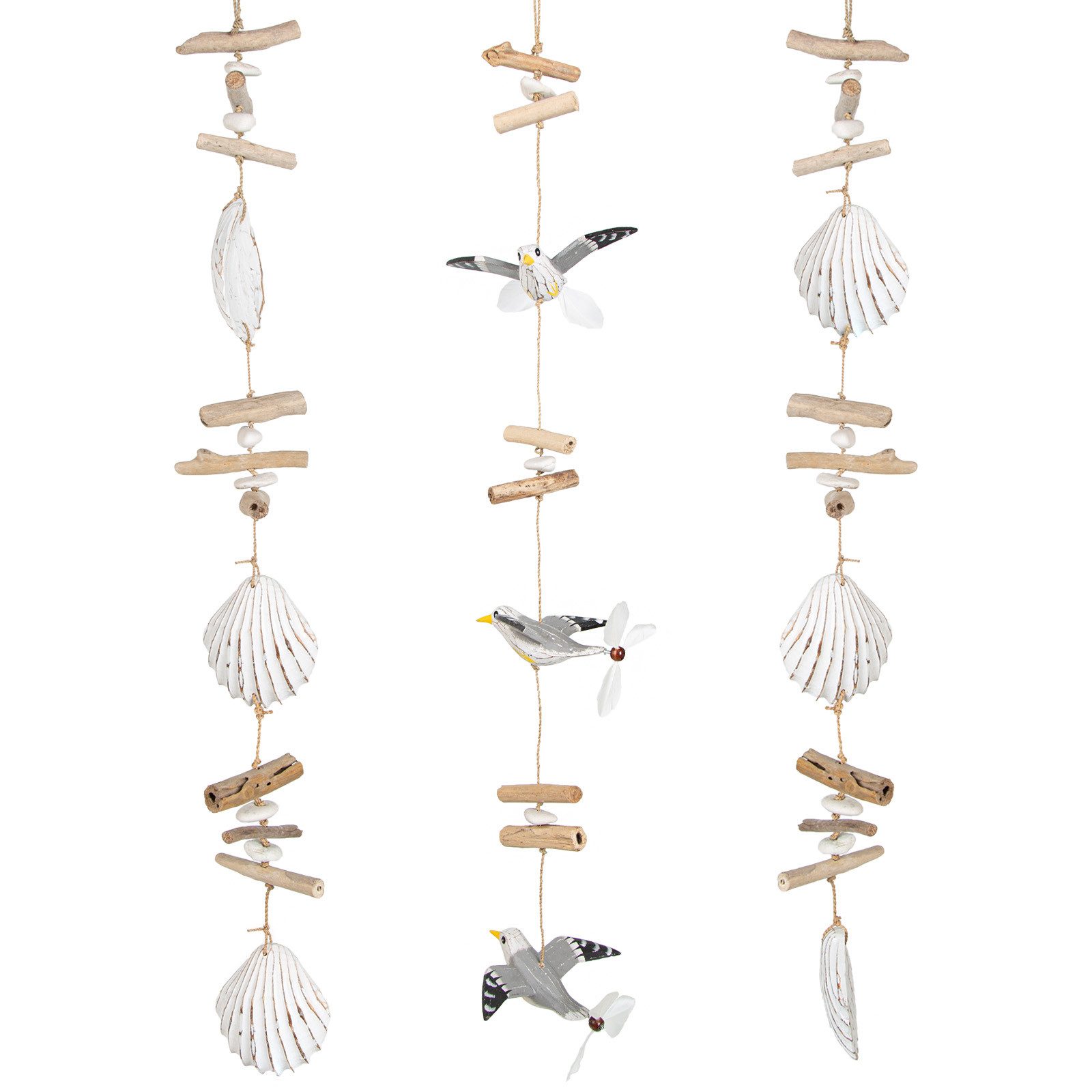 Dekohänger 3 Anhänger Möwe Muscheln - Maritimes Deko Set 5 cm