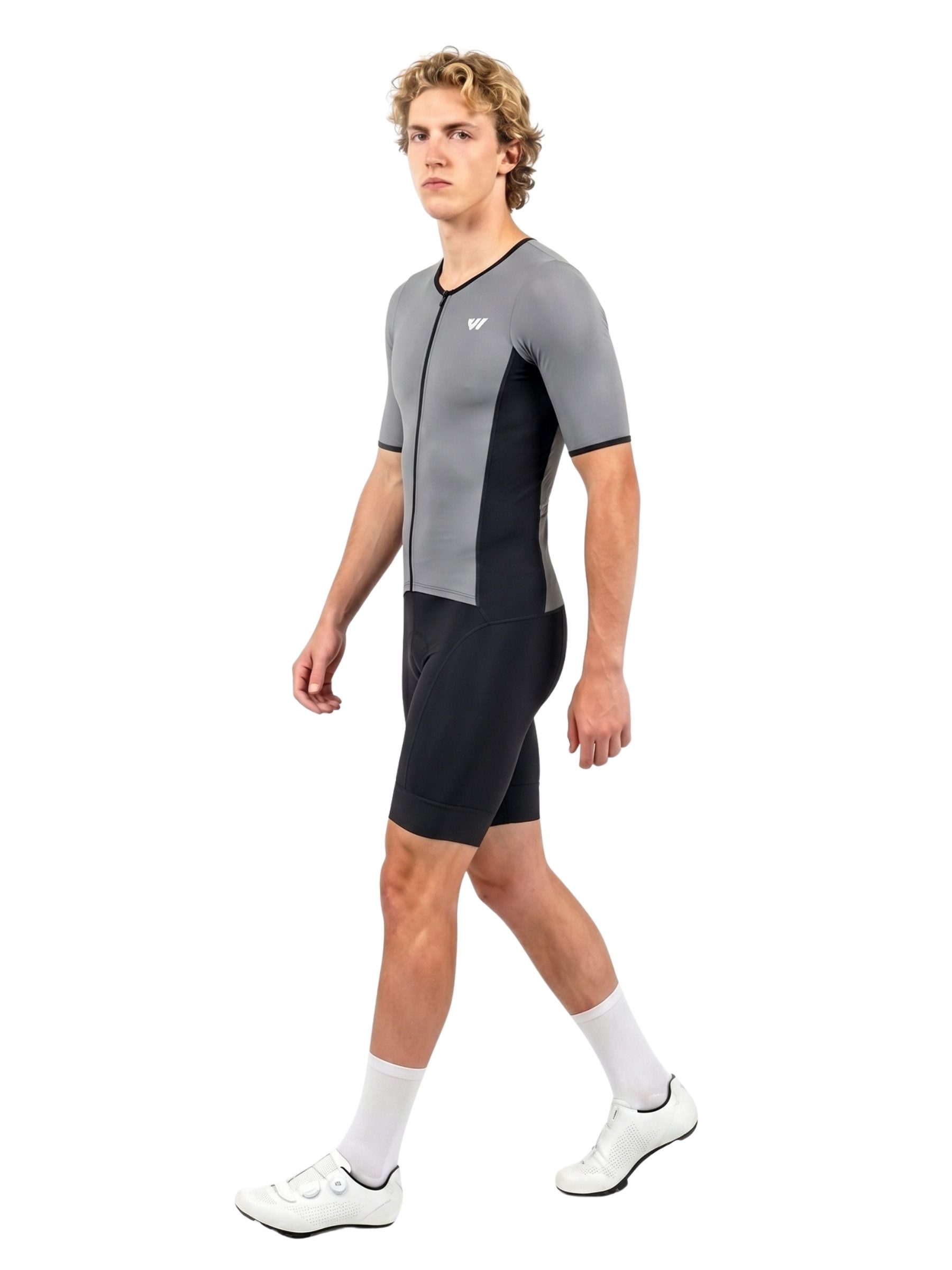 Wulibike Trainingsanzug Herren-Triathlonanzug Kurzarm Einteiler mit Sitzpolster, atmungsaktiv (Einteilig, 1-tlg), aerodynamischer Trainingsanzug für Radsport Laufen Schwimmen
