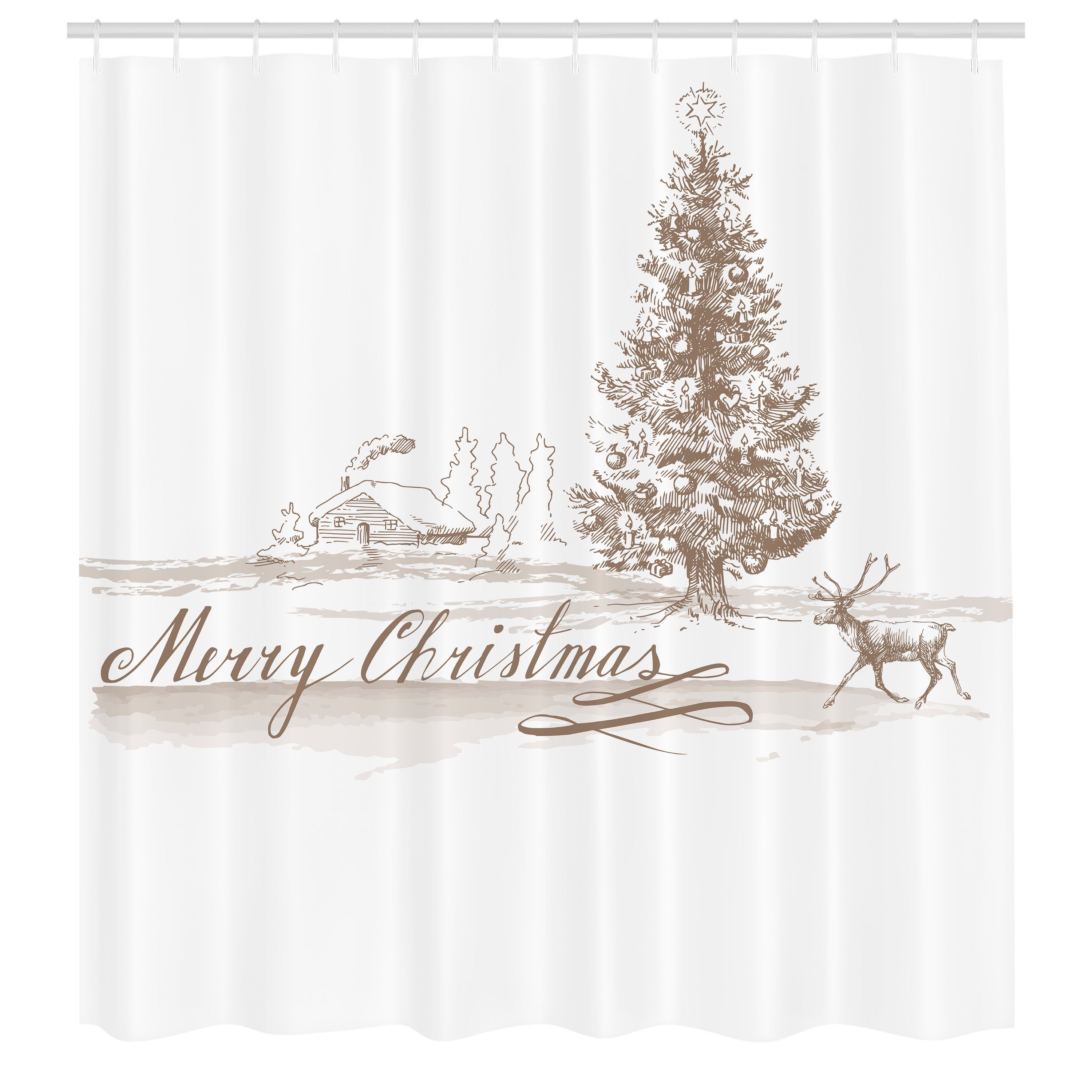 Abakuhaus Duschvorhang Moderner Digitaldruck mit 12 Haken auf Stoff Wasser Resistent Breite 175 cm, Höhe 180 cm, Weihnachten Vintage klassische Weihnachten