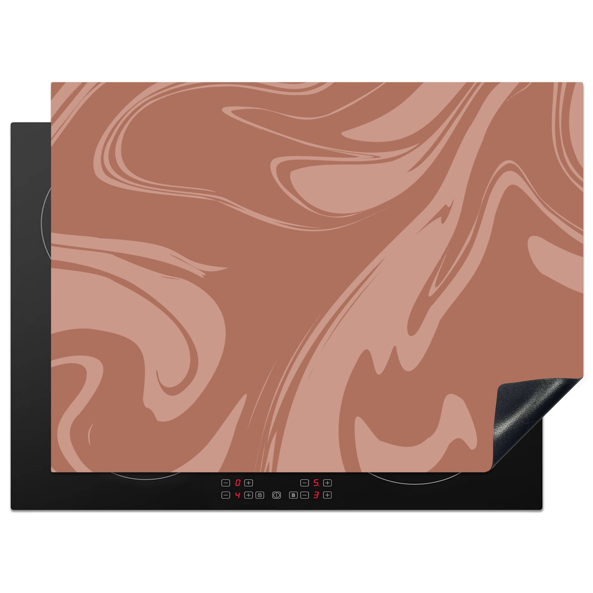 Ceranfeldabdeckung (1 Schokolade tlg), - cm, Mobile 70x52 Marmor Arbeitsfläche - nutzbar, Vinyl, MuchoWow Herdblende-/Abdeckplatte Linie,