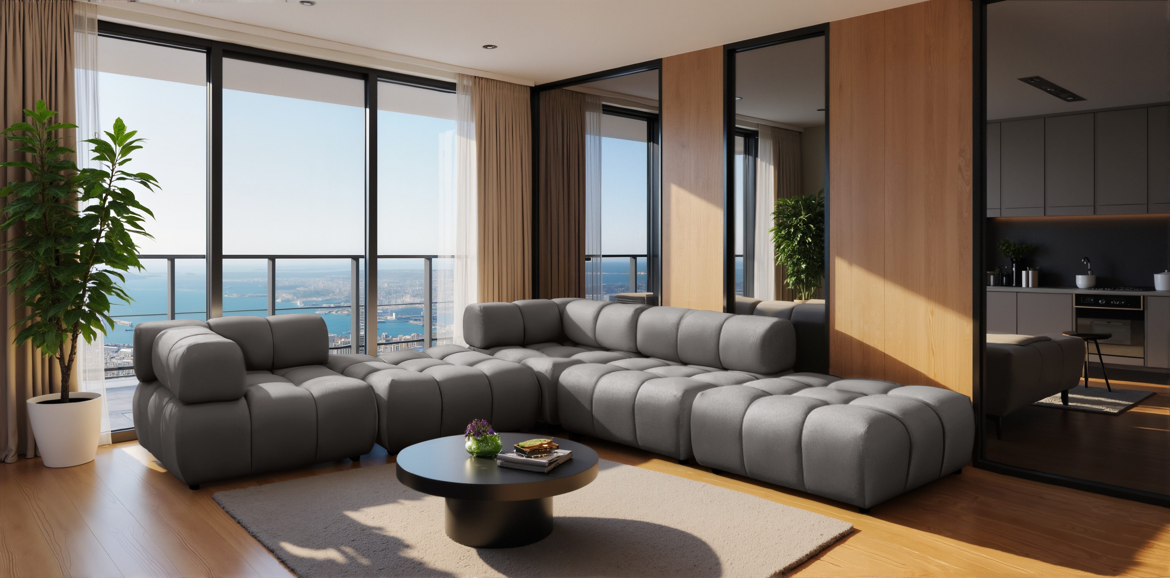Kaiser Möbel Ecksofa universell modern modular Premium aus Veloursstoff Bluvel,BOLLA Corner, Einzelartikel, luxuriöses Designer-Ecksofa,moderne Bubble-Form