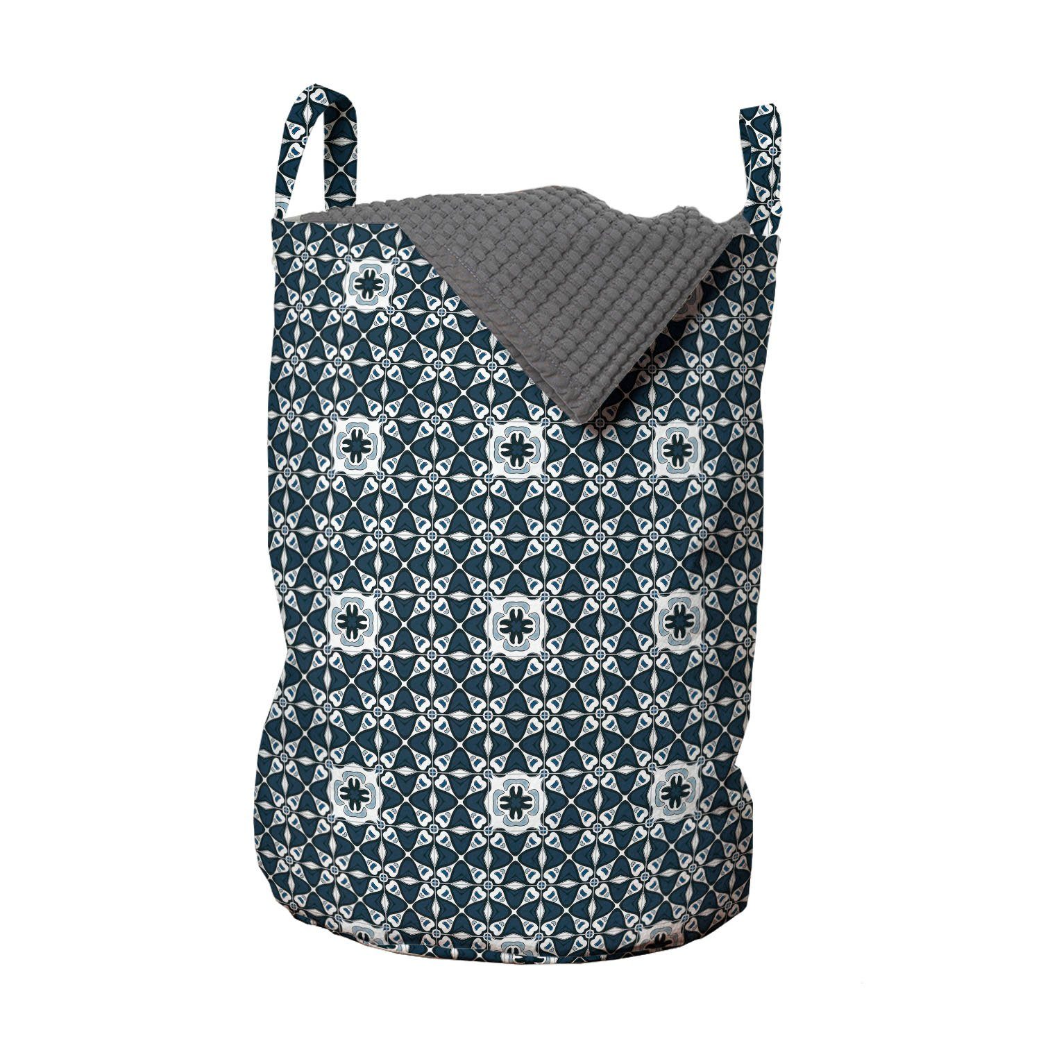mit traditionell für Waschsalons, Azulejo-Mosaik-Fliesen Kordelzugverschluss Griffen Abakuhaus Wäschekorb Wäschesäckchen