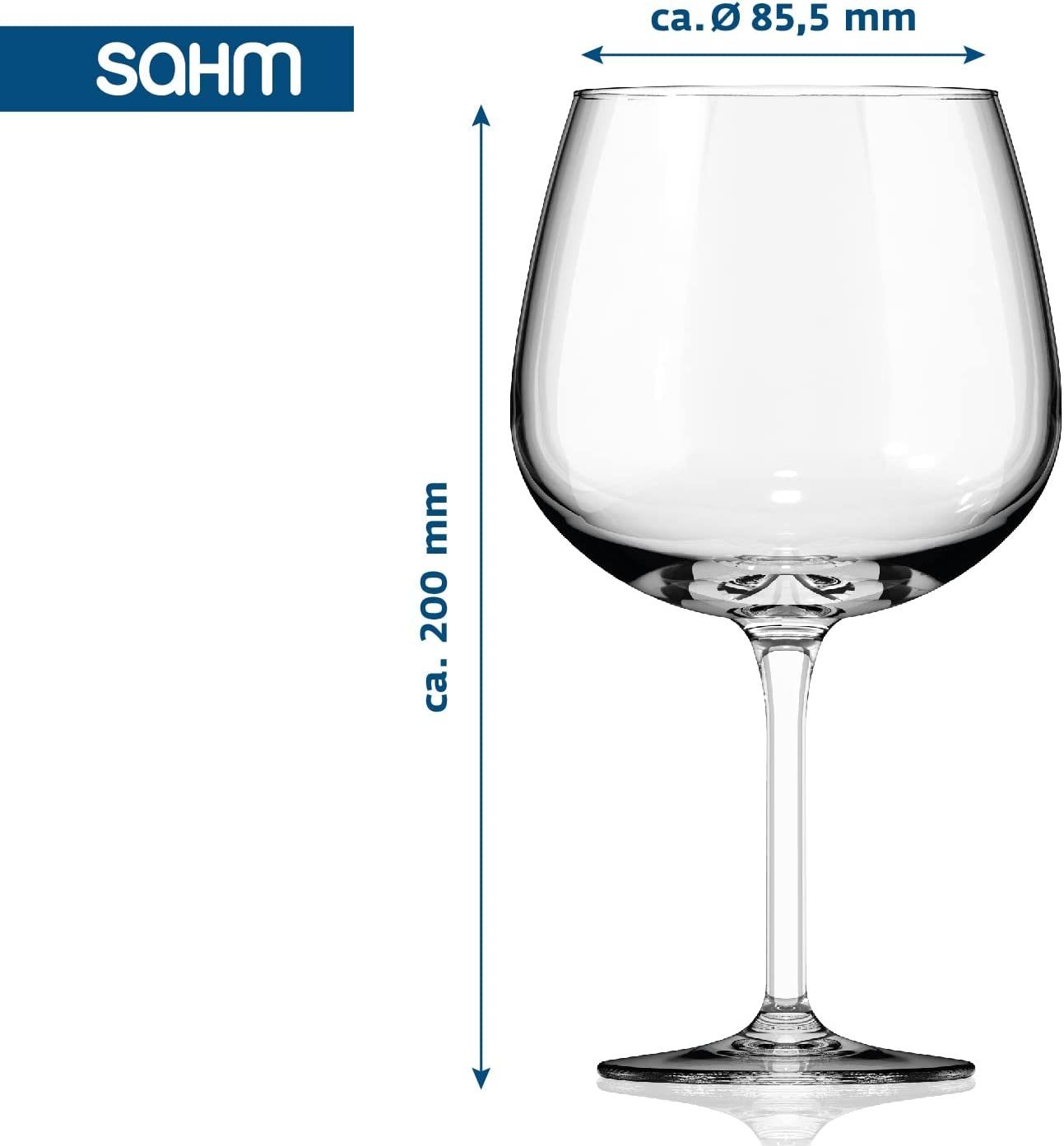 SAHM Cocktailglas Sahm Bauchiges Gin Gläser Set (6 STK) - Große Ballon Gläser, 6-tlg., Edles Glas, 100% recyclebar.