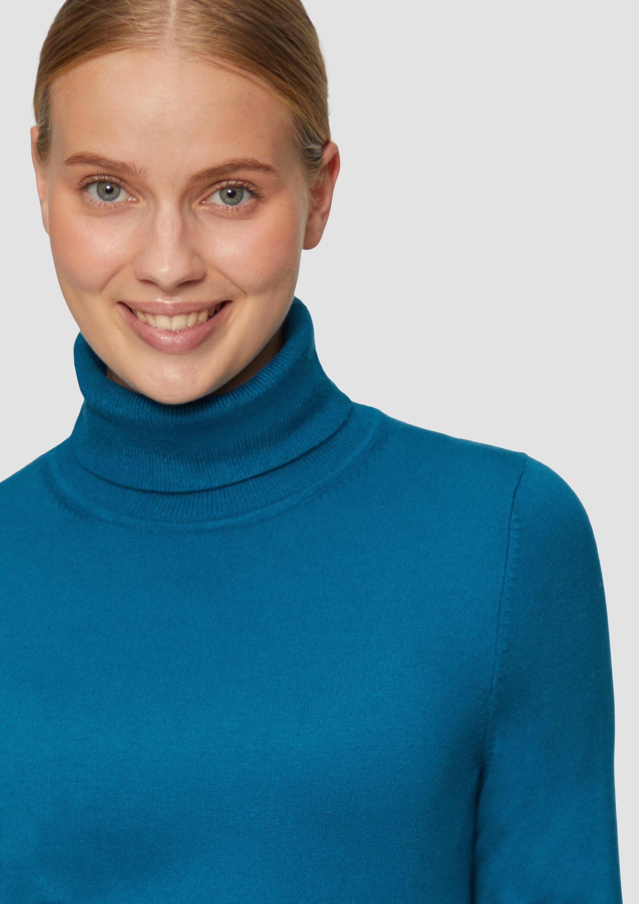 s.Oliver Longpullover Strickpullover Feinstrickpullover mit Rollkragen