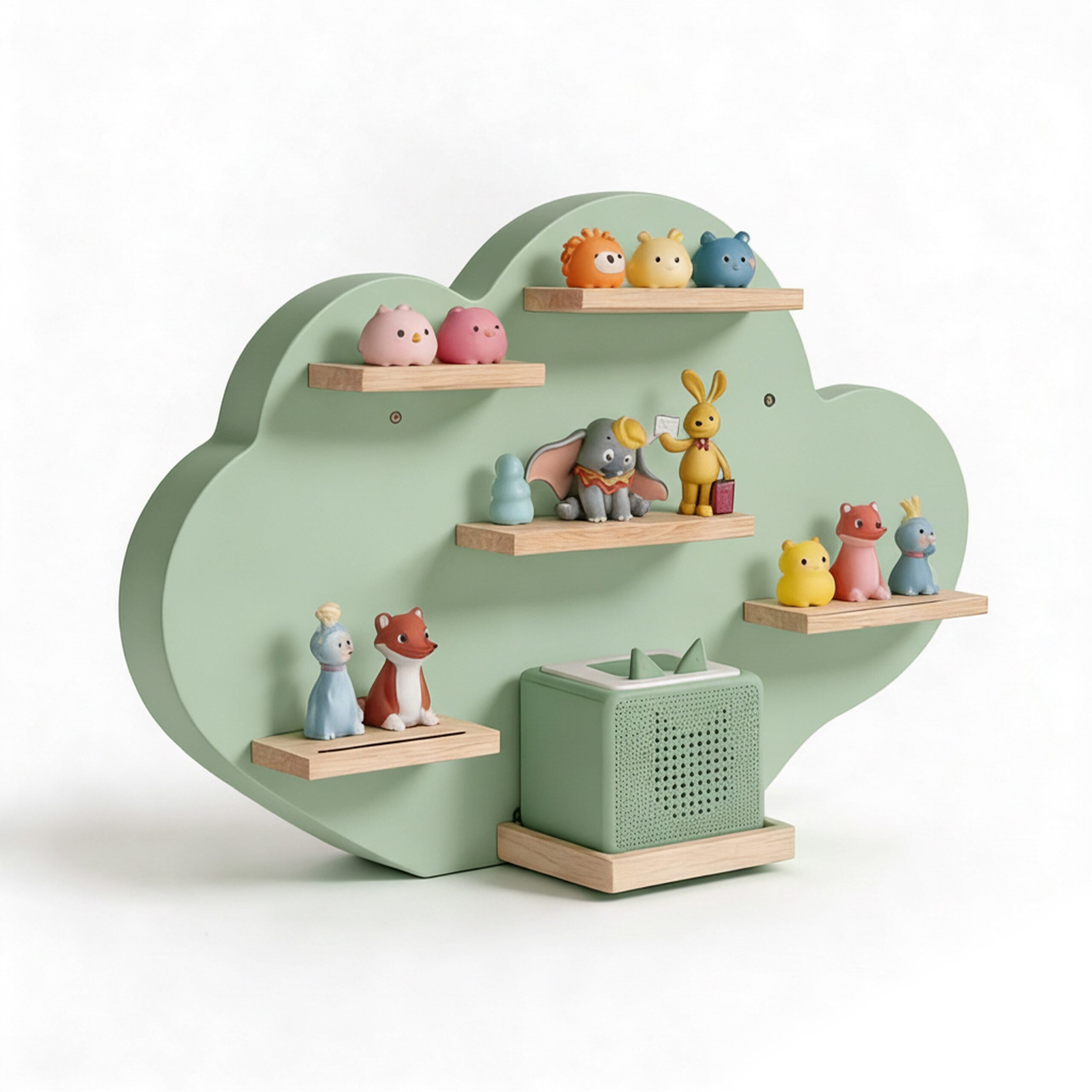 relaxdays Kinderregal Toniebox Regal Wolke, 1-tlg., salbei.