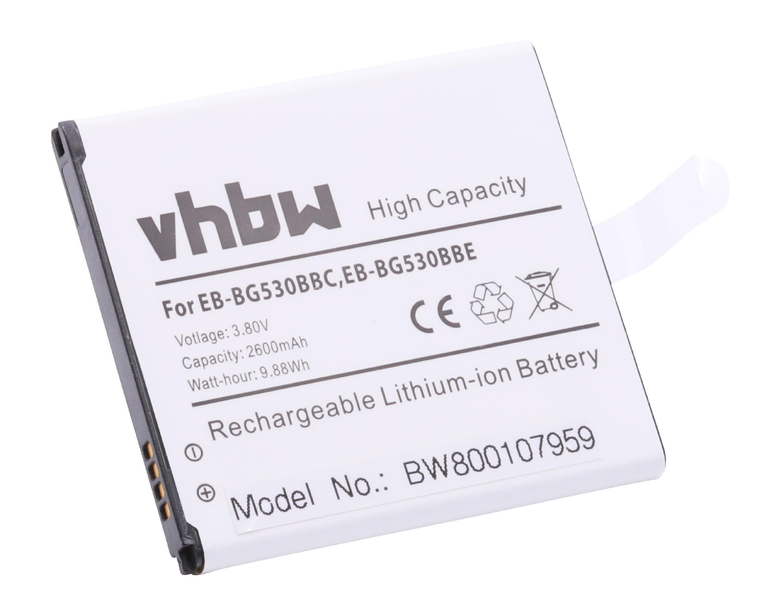 vhbw Smartphone-Akku Ersatz für Baugleiche Originalteilebezeichnung Samsung EB-BG530BBC, EB-BG530BBE für Mobilfunk (2600mAh, 3,8V, Li-Ion) 2600 mAh | Handy-Akkus