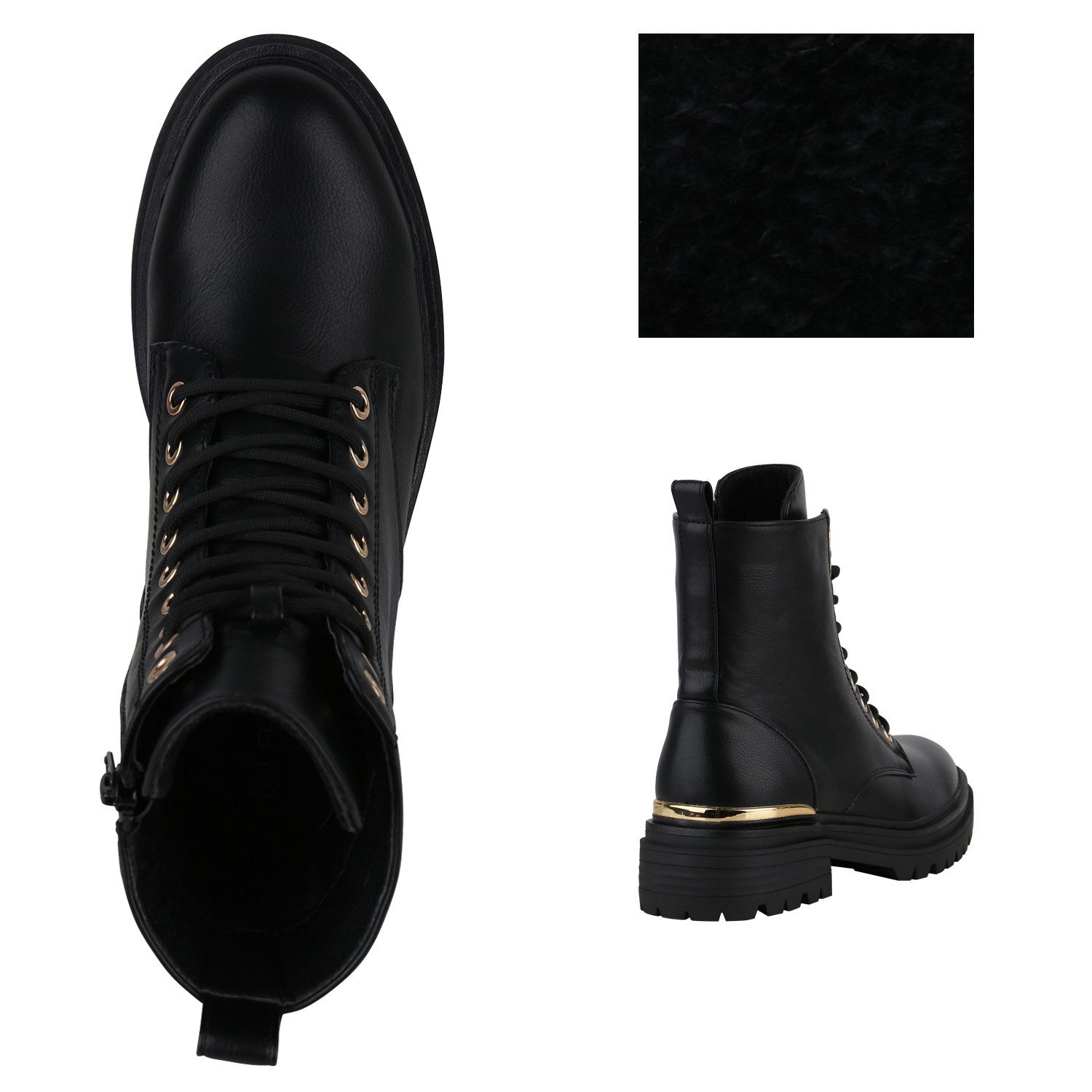 VAN HILL 840526 Schnürstiefelette Damen Schnürstiefeletten Stiefeletten Profil-Sohle Schnür-