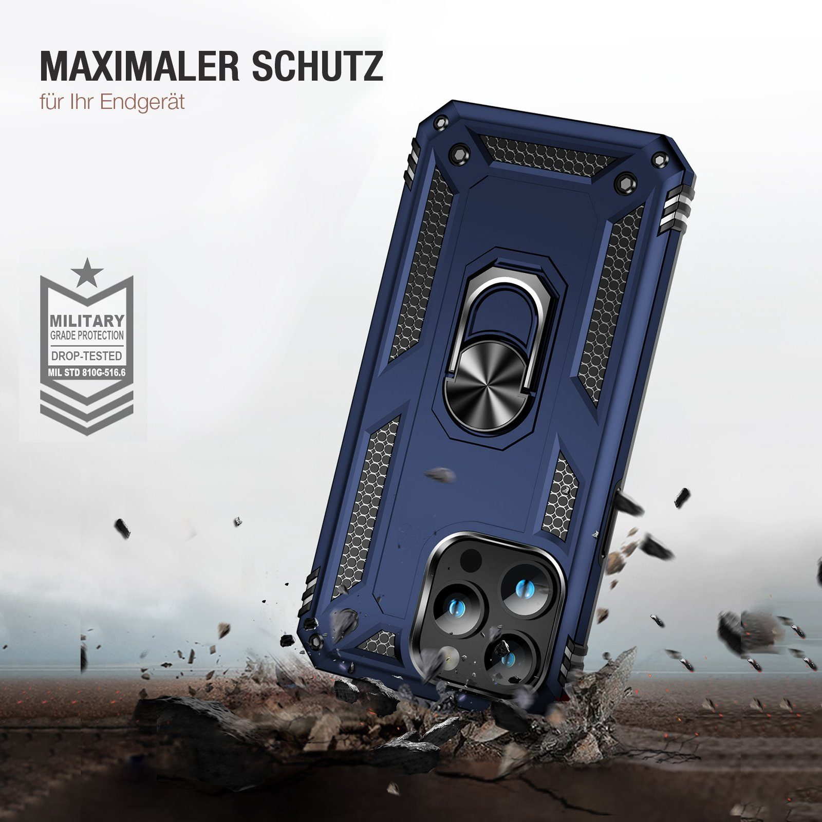 Tec-Expert Handyhülle Outdoor Cover Hülle für Apple iPhone 15 Pro 6.1 Zoll, 6.1, Premium Hülle aus verstärktem Polycarbonat