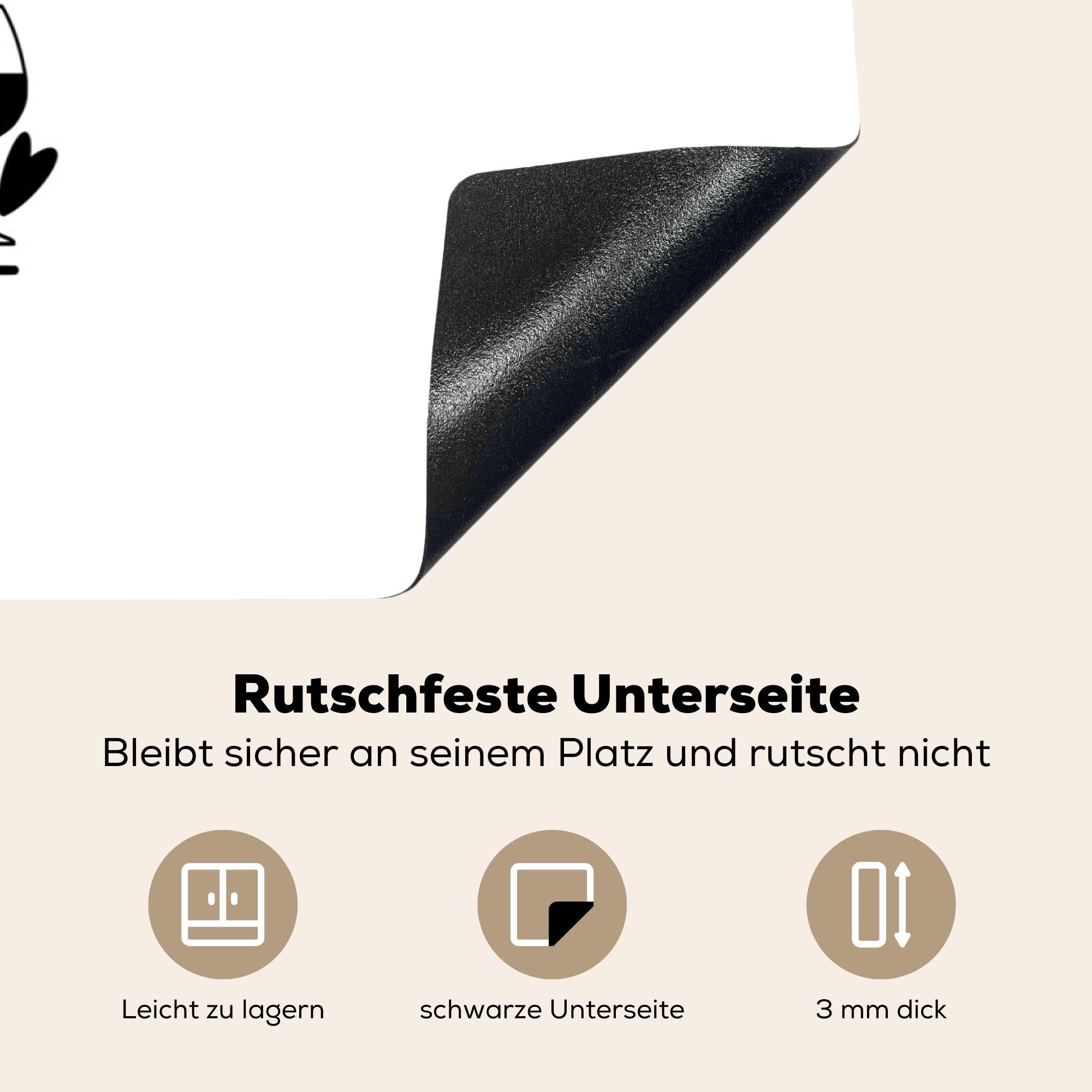 Zitat Schwarz Induktionskochfeld cm, - die Kaffee MuchoWow Herdblende-/Abdeckplatte (1 Schutz küche, Weiß, Vinyl, Ceranfeldabdeckung - tlg), - 81x52 für