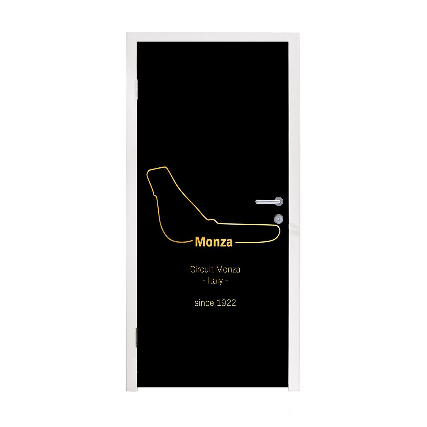 MuchoWow Türtapete Formel 1 - Monza - Rennstrecke, Matt, bedruckt, (1 St), Fototapete für Tür, Türaufkleber, 75x205 cm