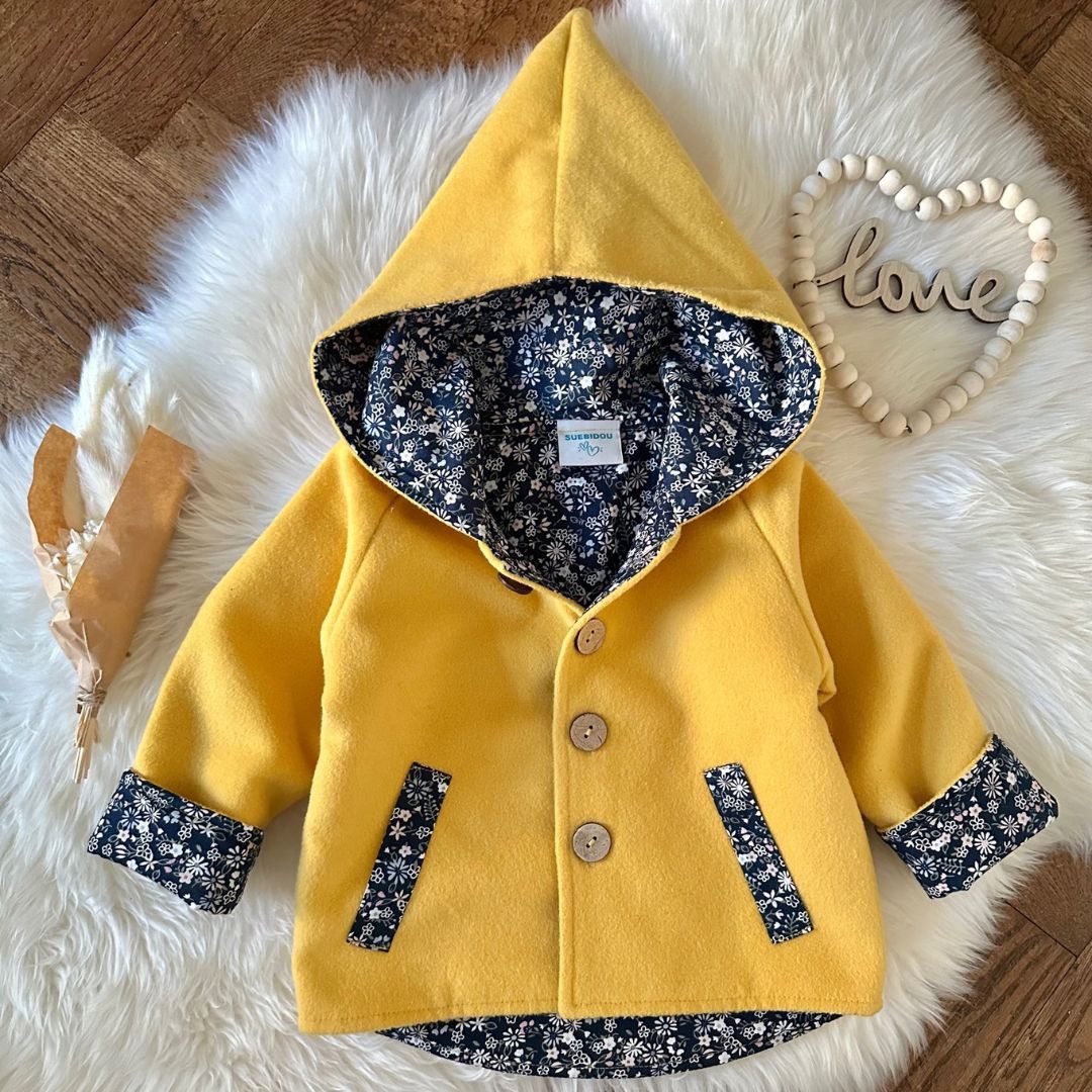suebidou Kapuzenfleecejacke Fleece Jacke für Kinder mit Wollanteil und Inlay aus Baumwolle nachhaltig, kreativ