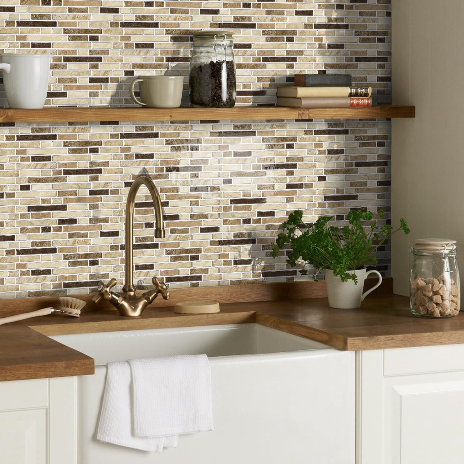 Coonoor Küchenrückwand 12 Stück Marmor-Effekt Selbstklebende Wandfliesen, ( günstig online kaufen