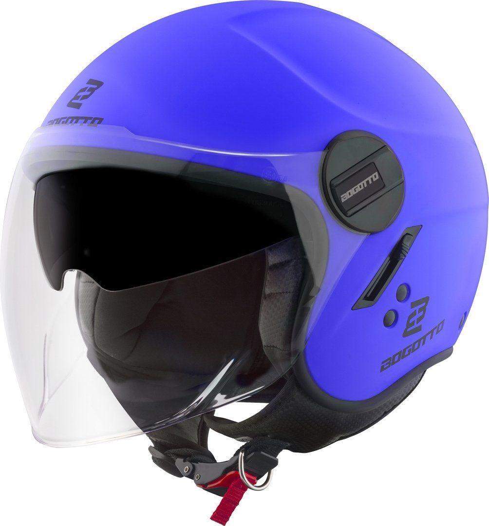 Bogotto Motorradhelm H595-1 SPN Jethelm, Herausnehmbares Innenfutter,integriertes Sonnenvisier