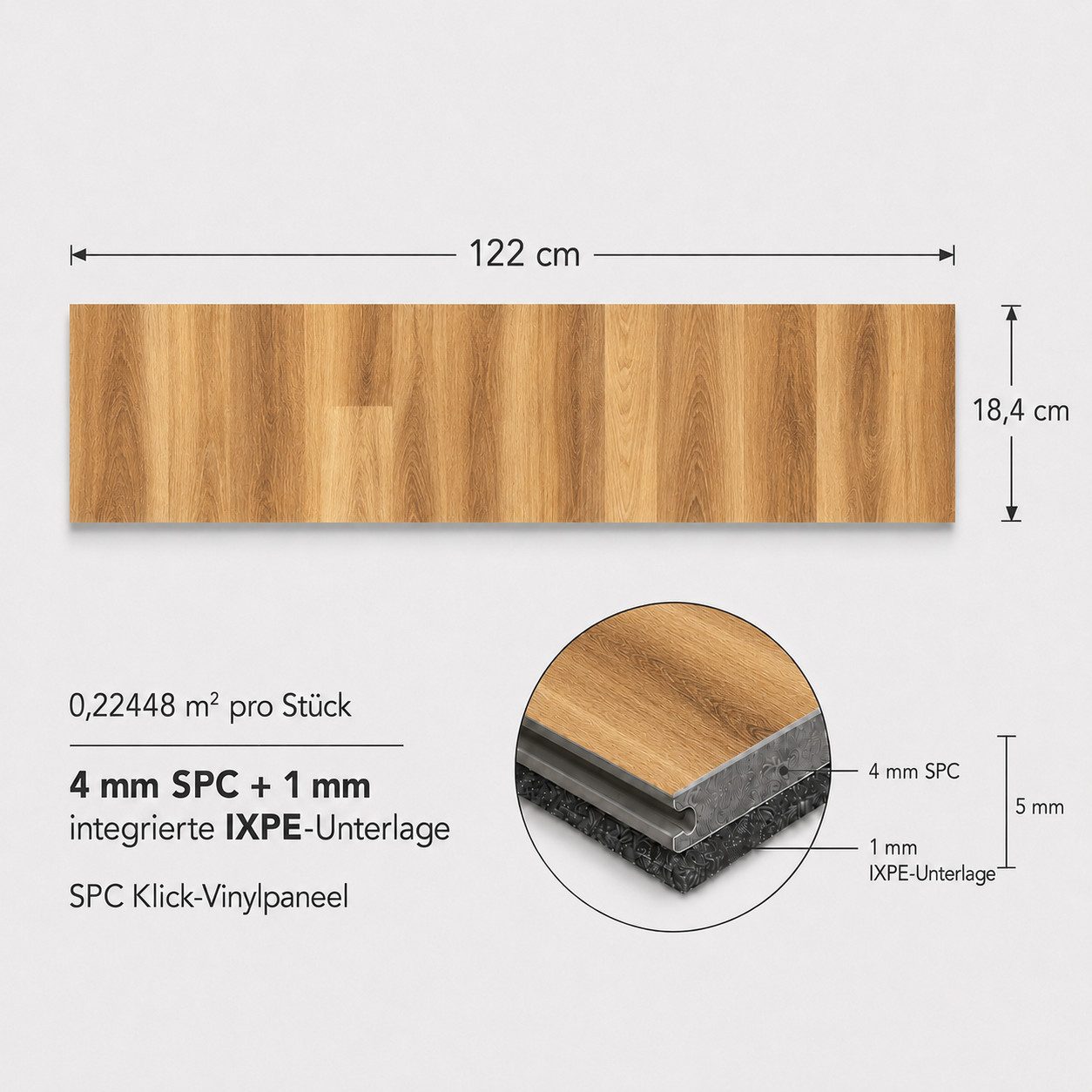 Berti Graf Designboden SPC Vinylboden 5 mm Klick wasserfest mit Trittschalldämmung, kleberfrei, mit Trittschalldämmung, wasserfest, pflegeleicht