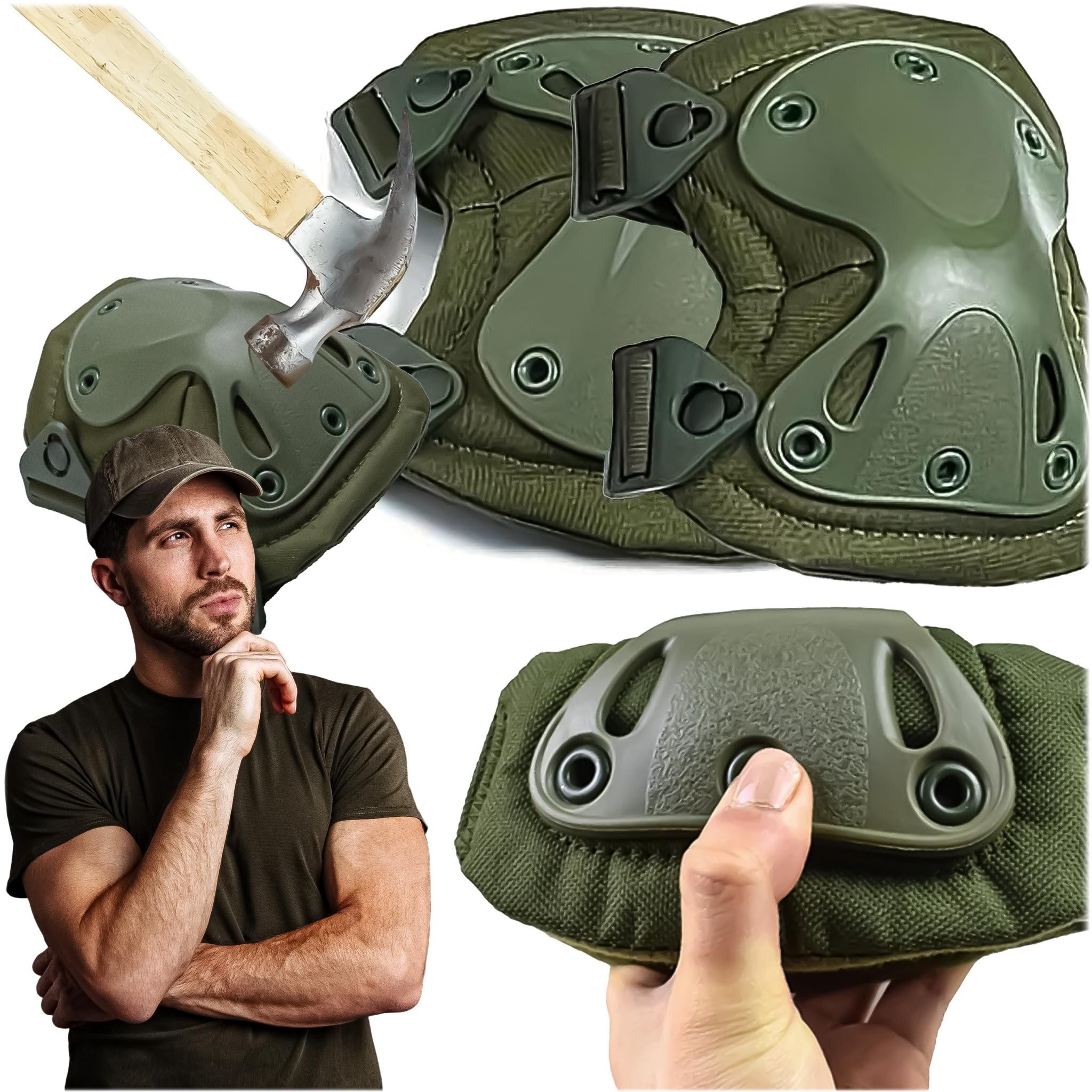 LA CUTE Защитные-Set Knie- und Ellbogenschoner für Airsoft, Paintball & Sportarten. (Taktische Schutzausrüstung für Sport & Outdoor-Einsätze., Enthält 2 Наколенник & 2 Ellbogenschoner für maximalen Schutz), Robuste Schalen, Altalock-Schnallen, hohe Stoßdämpfung.
