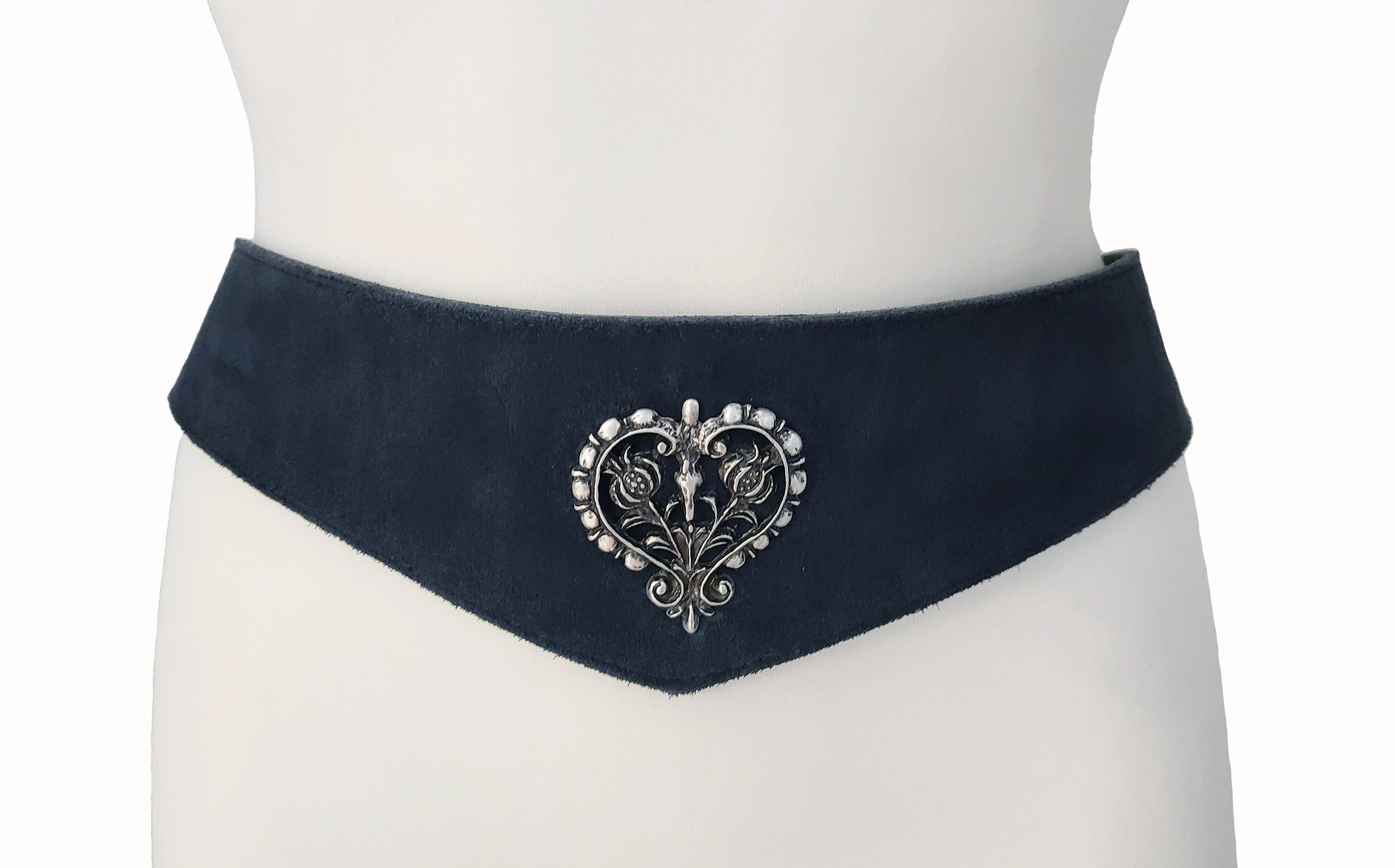 Der Trachtler Taillengürtel Trachtengürtel mit Herz-Zierteil, Landhausstil MADE IN GERMANY - Echt Leder