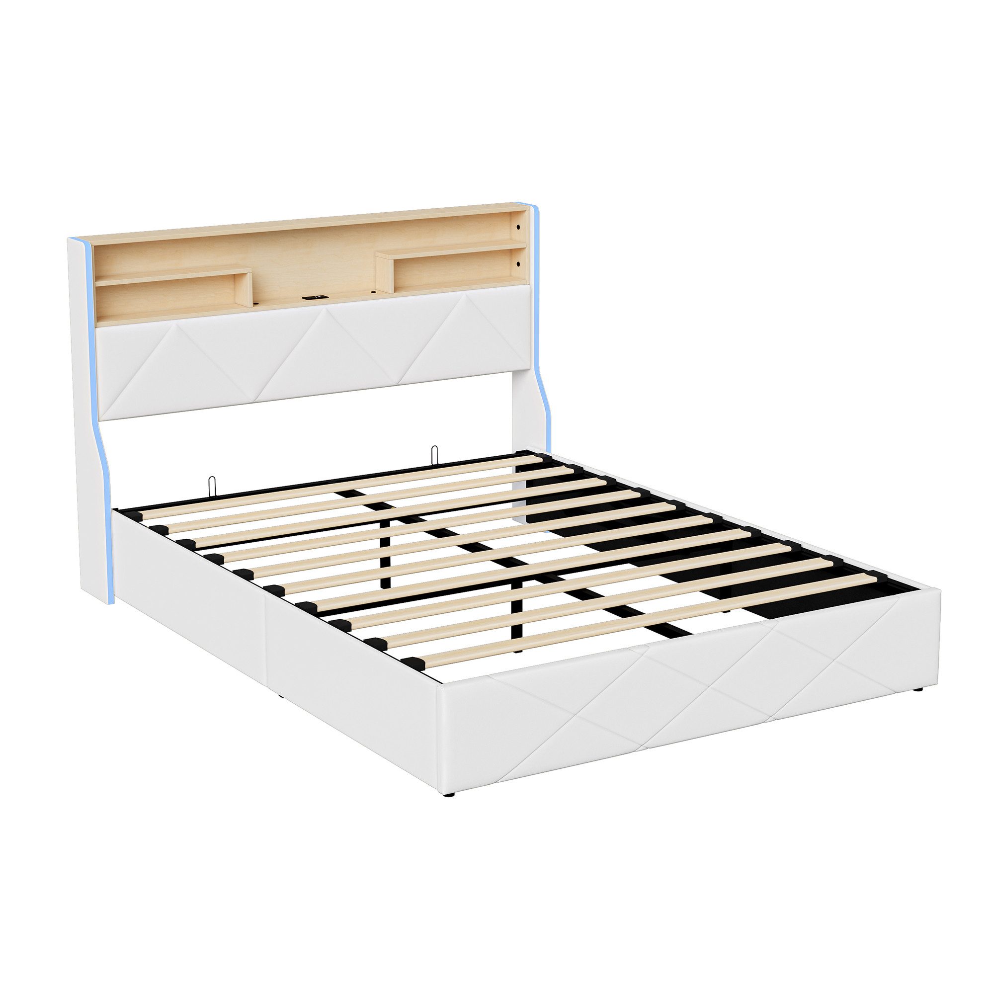 Gdood Polsterbett Stauraumbett Doppelbett LED USB (1 tlg., Hydraulisch hebb günstig online kaufen