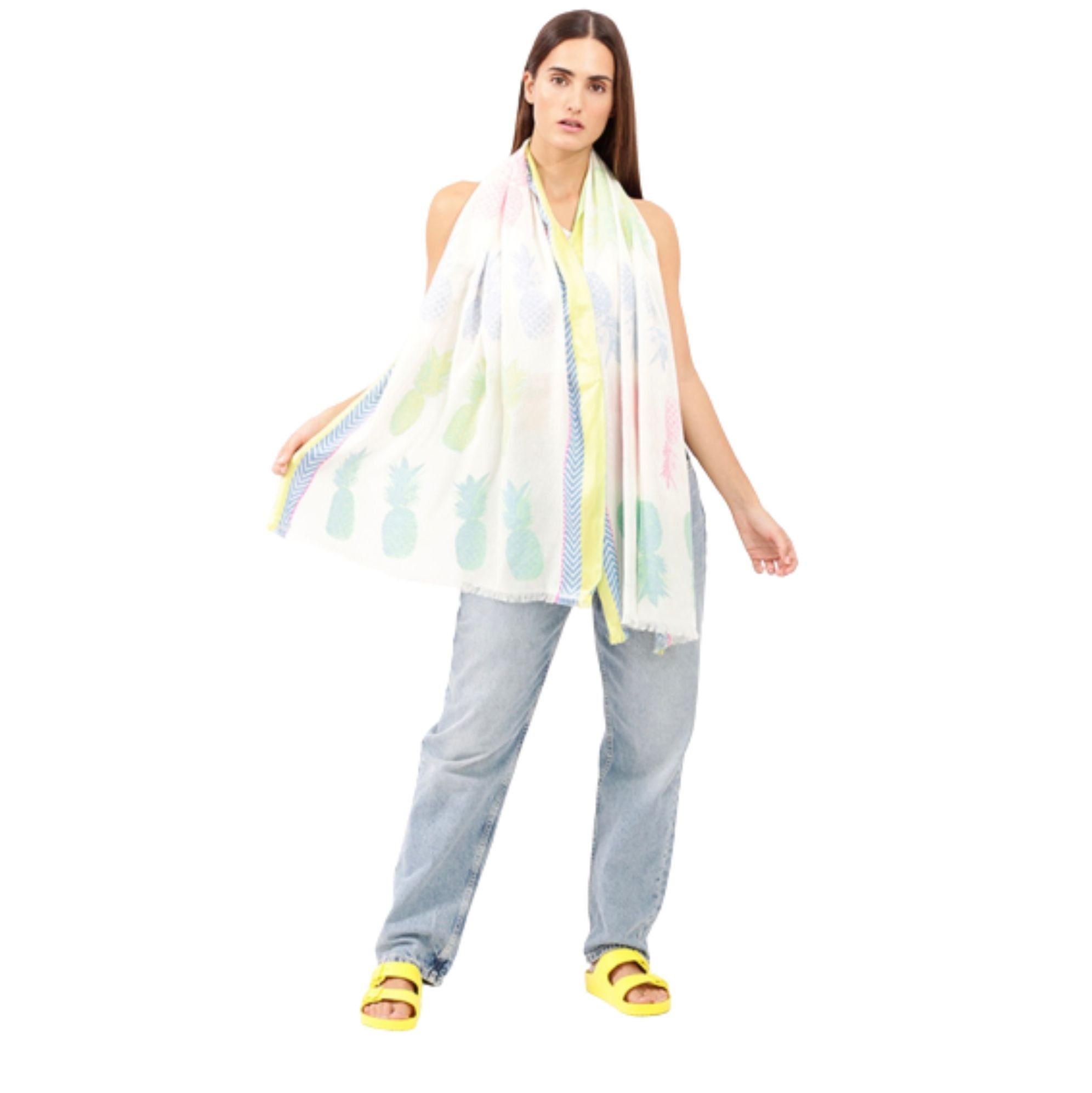 Codello Modeschal CodelloSchal Ananas Muster, Feine Fransenabschlüsse