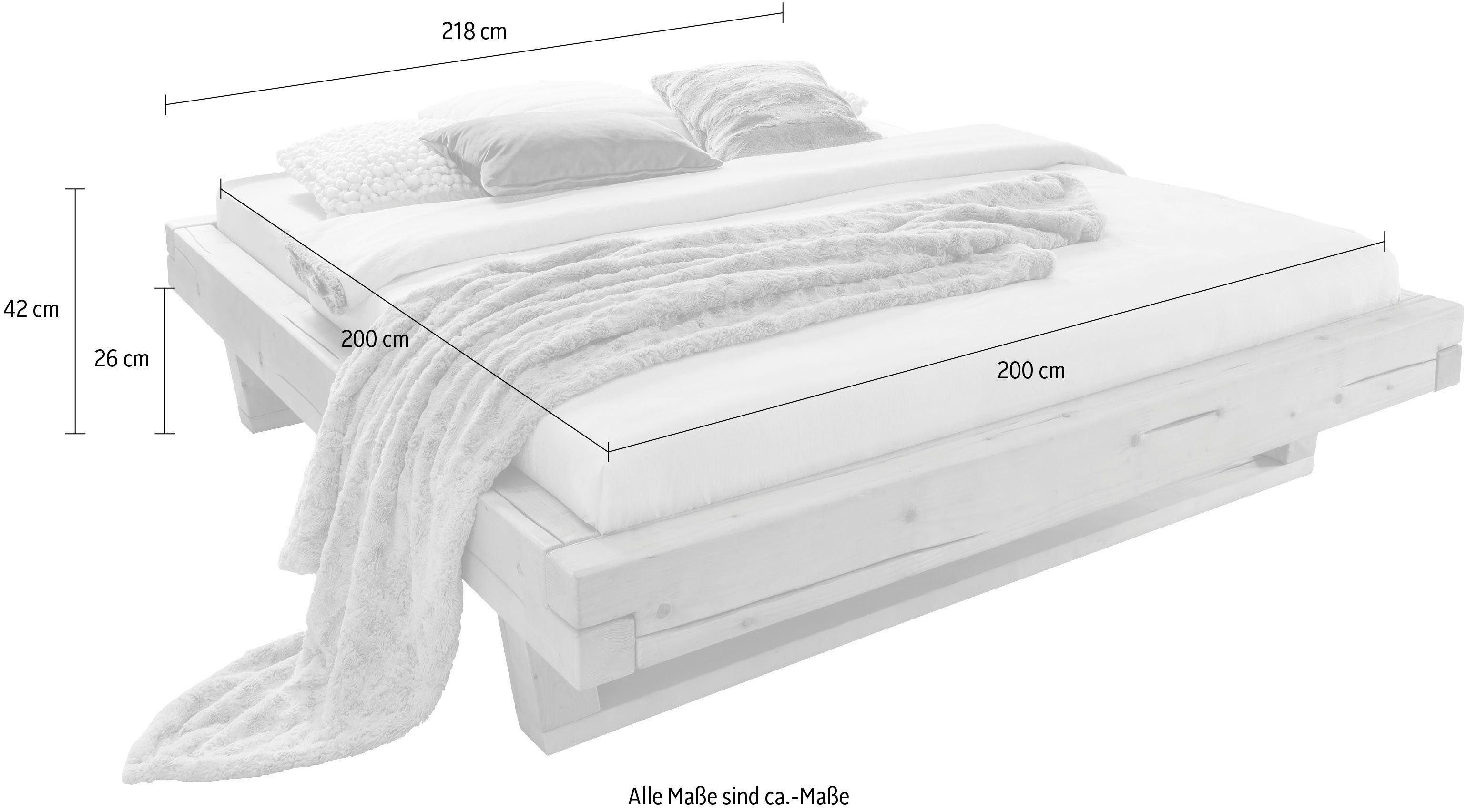 OTTO home Massivholzbett Ultima, hohe Belastbarkeit, Futonbett ohne Kopfteil (3-tlg), aus Eiche oder Fichte, FSC-zertifiziert, in vielen Breiten – Bild 5 von 5