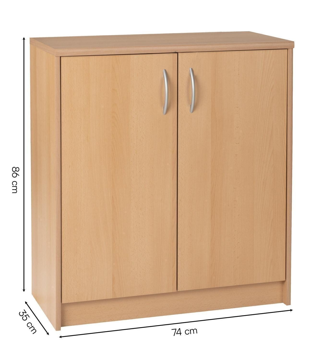 Kommode OPTIMUS, B 74 x H 86 cm, Buchedekor, 2 Türen, 2 Einlegeböden
