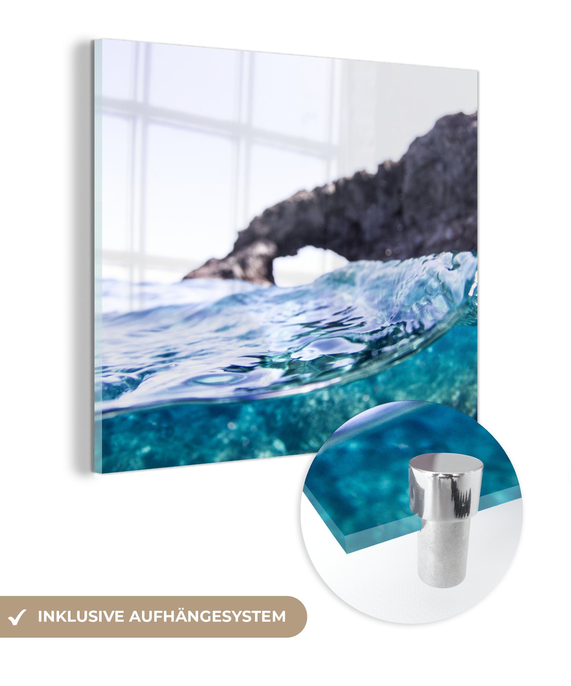 MuchoWow Acrylglasbild Wasser - Golf - Meer, (1 St), Glasbilder - Bilder auf Glas Wandbild - Foto auf Glas - Wanddekoration