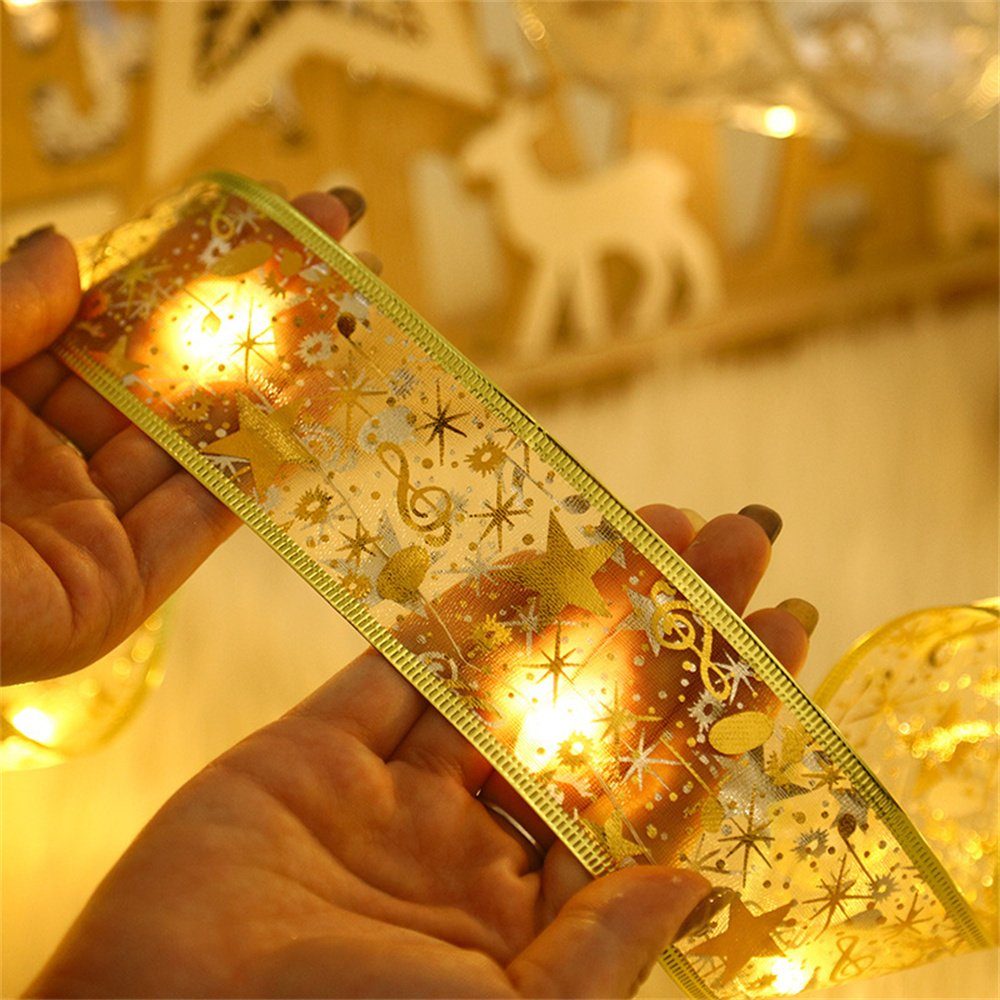 Rouemi Lichterkette Lichterketten, Bänder Weihnachtsbaumschmuck farbige Lichterstreifen Goldfarben