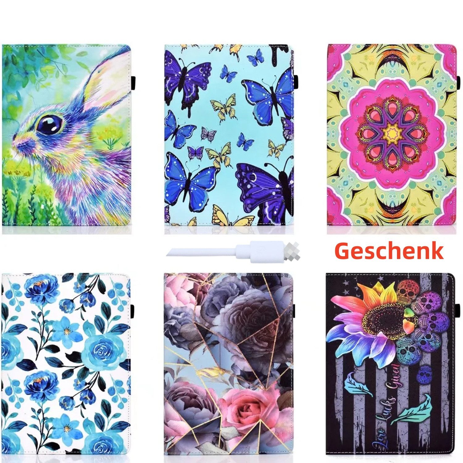 trends for living Tablet-Hülle Leder Malerei Smart Hülle Case Cover Tasche Etui Für iPad Modelle