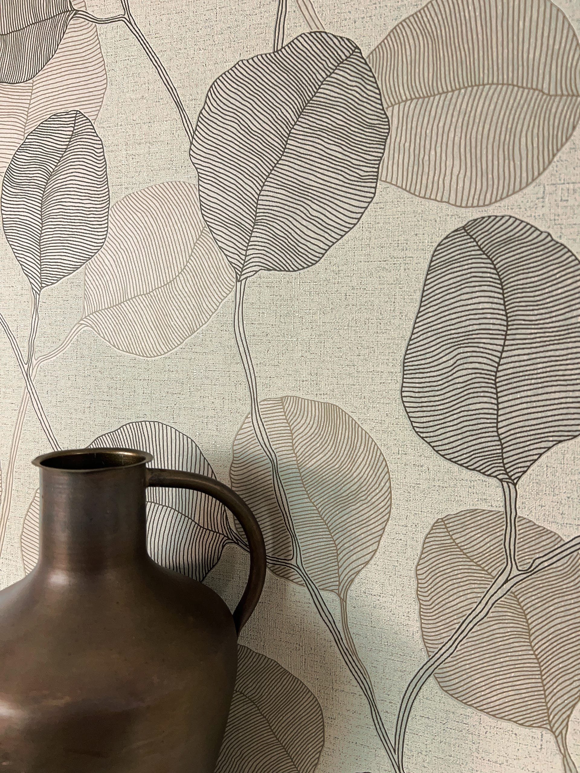Newroom Vliestapete, Braun Tapete Floral Blätter günstig online kaufen