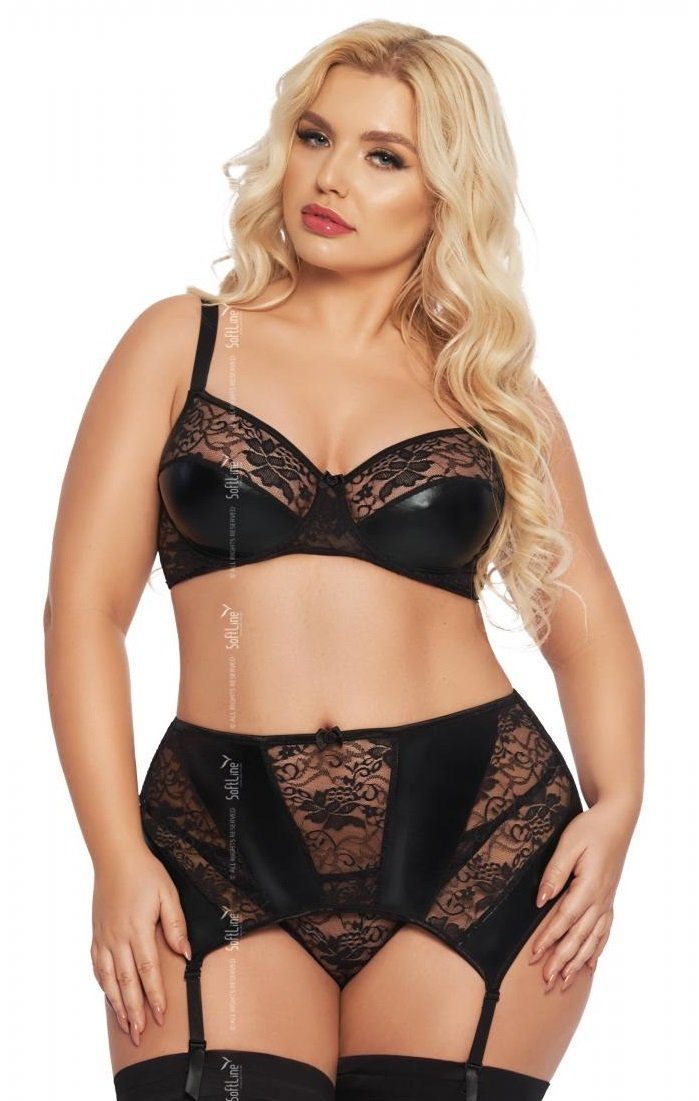 Softline Set: Bügel-BH mit Strumpfhalter und String, Dessous Unterwäsche