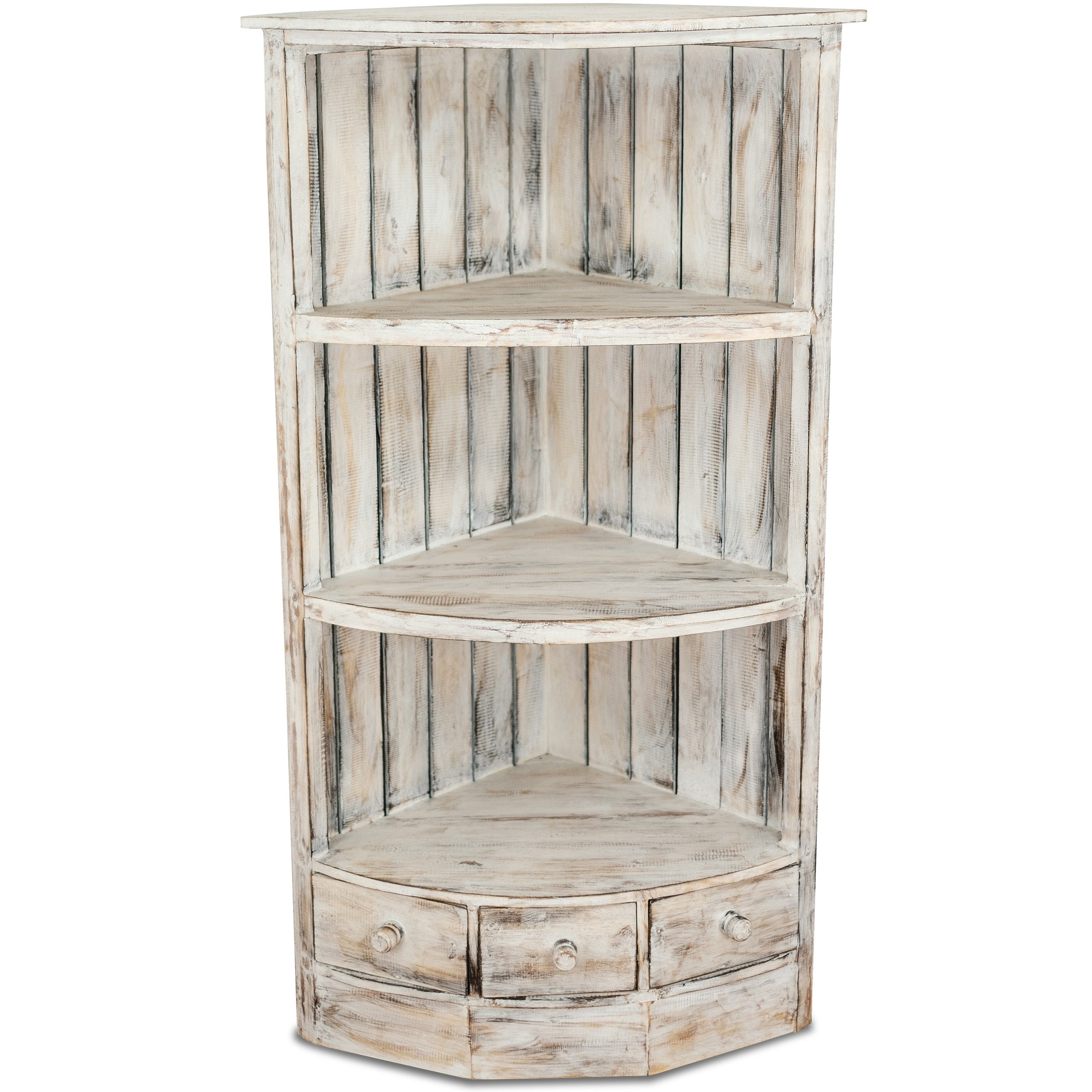 livasia Eckregal Bali Regal, Badregal, Bücherregal, handgefertigt, Holz, 42x42x105cm