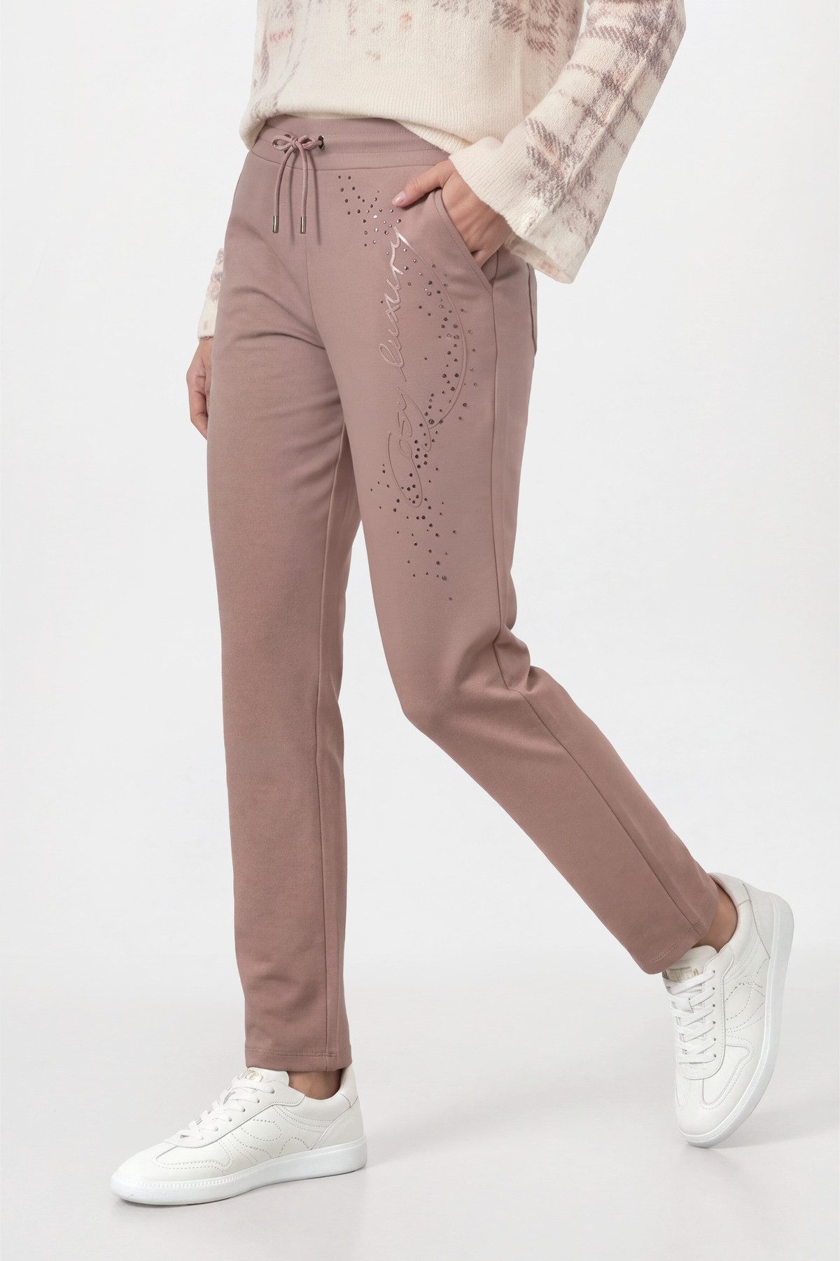 Monari Sweathose Hose Sweat Regular fit mit Strassdetails