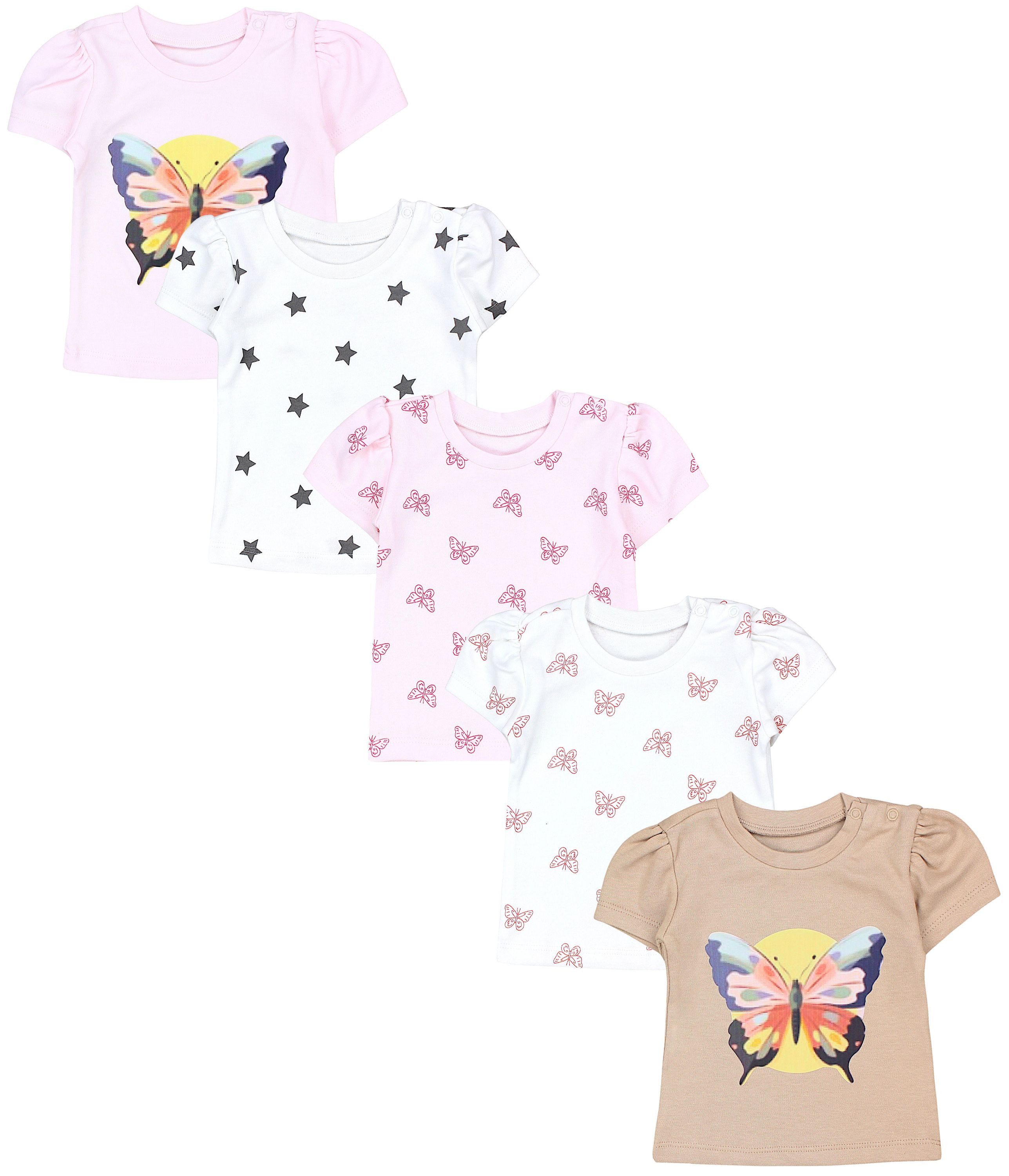 T-Shirt TupTam Baby Mädchen Kurzarm T-Shirt Gemustert Bunt 5er Set